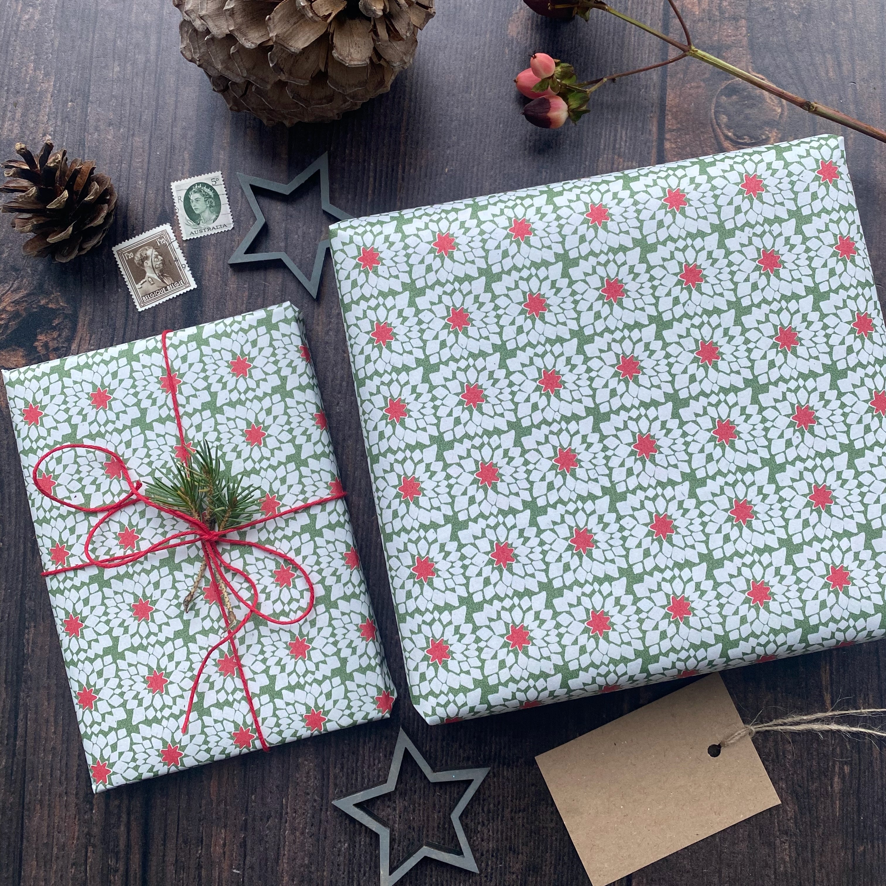 Patchwork Star Paper Fibre Wrapping Paper Set