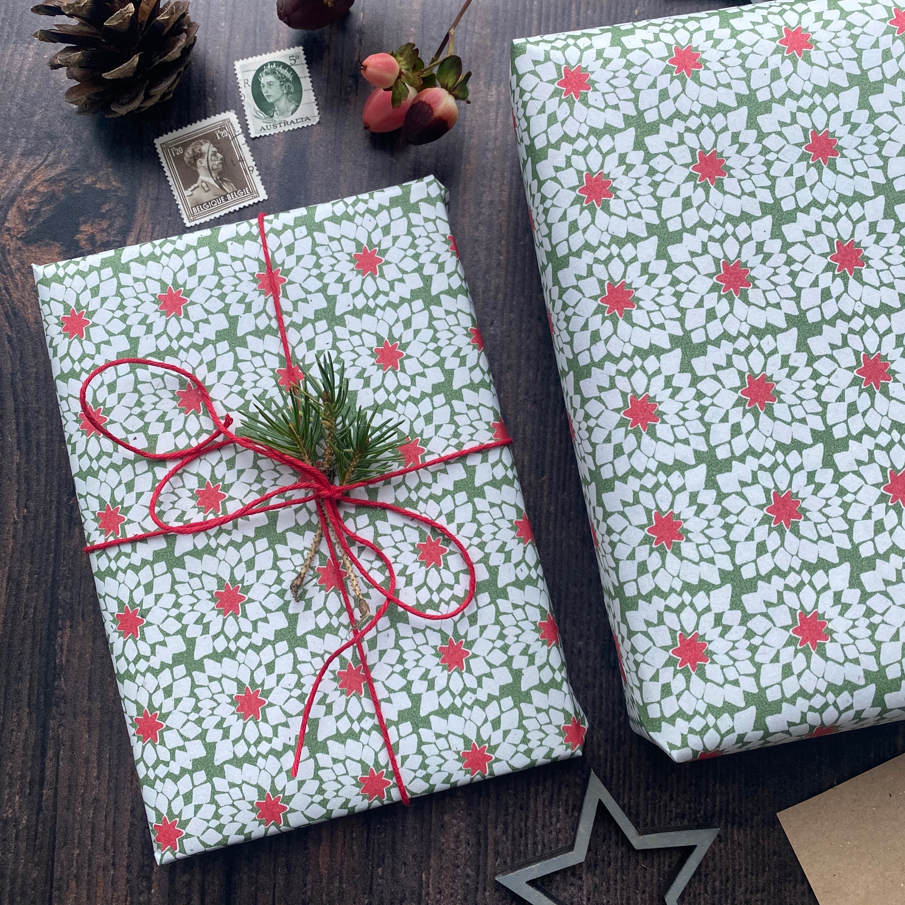 Patchwork Star Paper Fibre Wrapping Paper Set