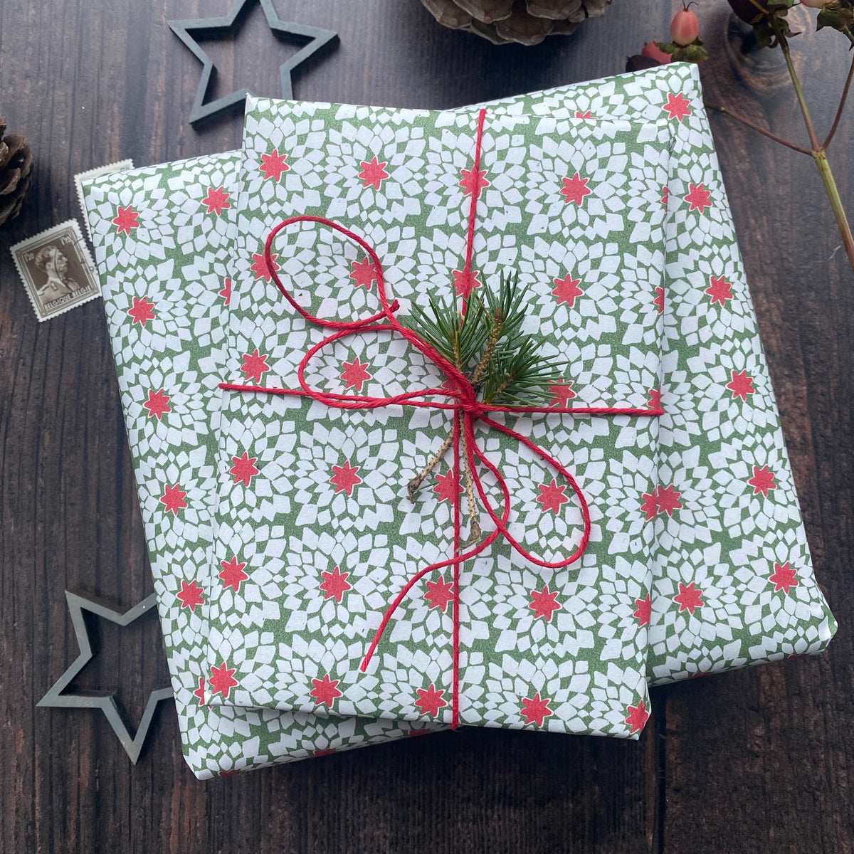 Patchwork Star Paper Fibre Wrapping Paper Set