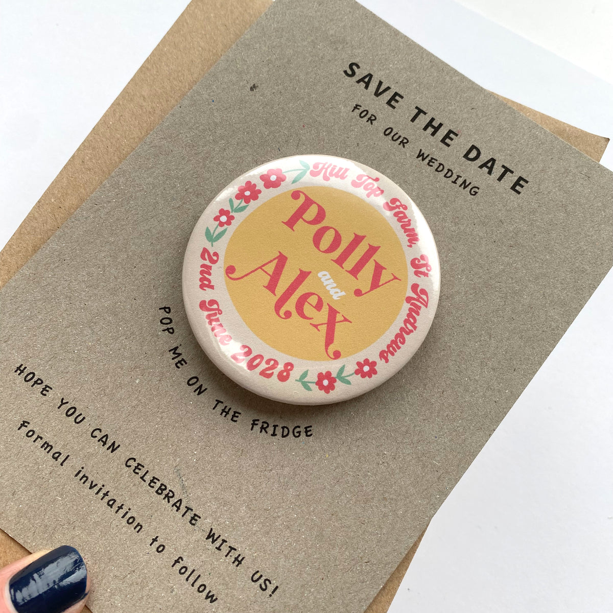Save The Date Retro Ditsy Floral Wedding Magnet