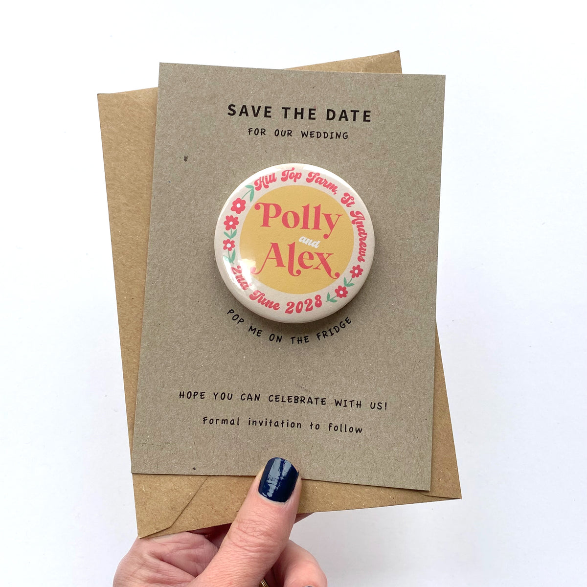 Save The Date Retro Ditsy Floral Wedding Magnet