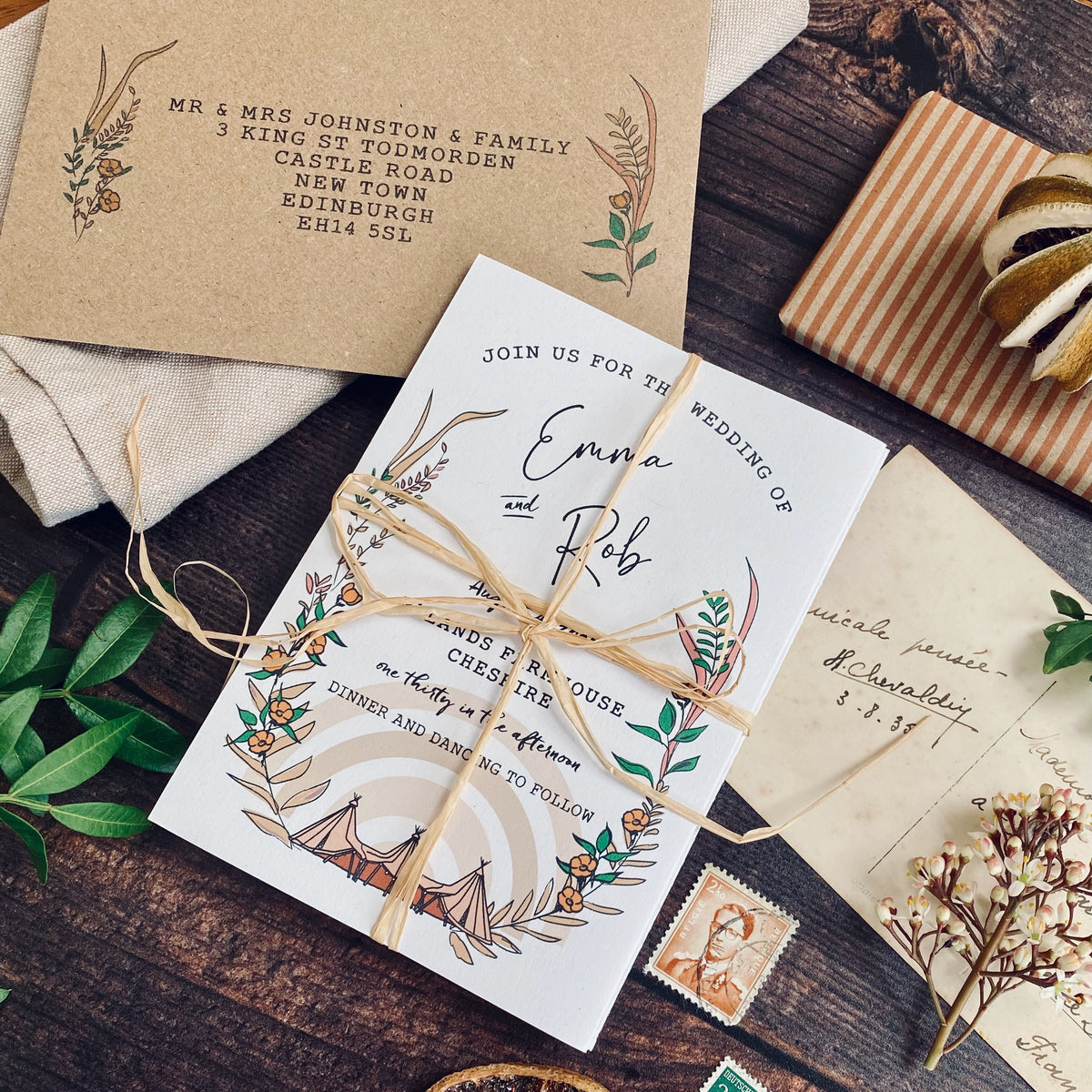 Rustic Boho Tipi Wedding Invitation