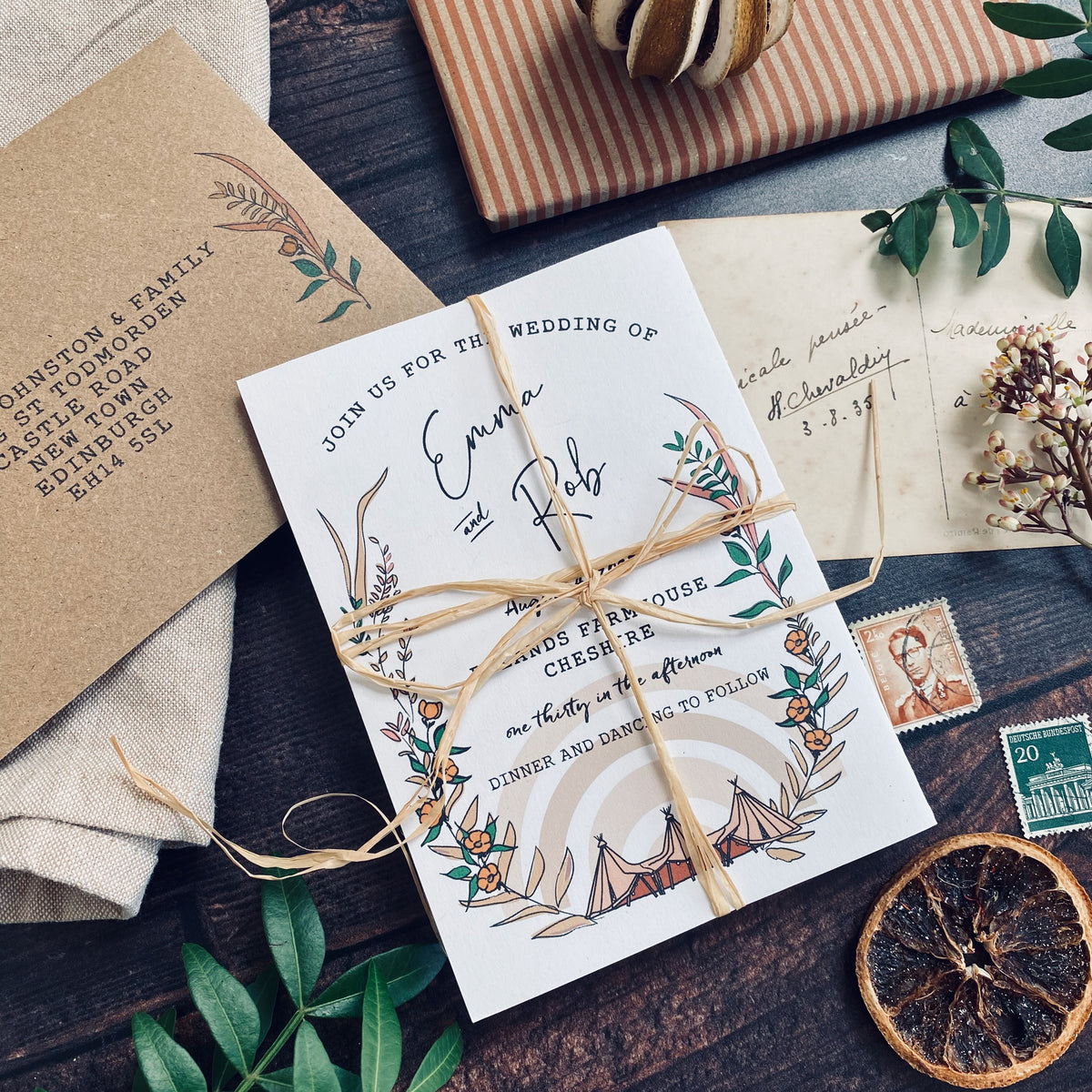 Rustic Boho Tipi Wedding Invitation
