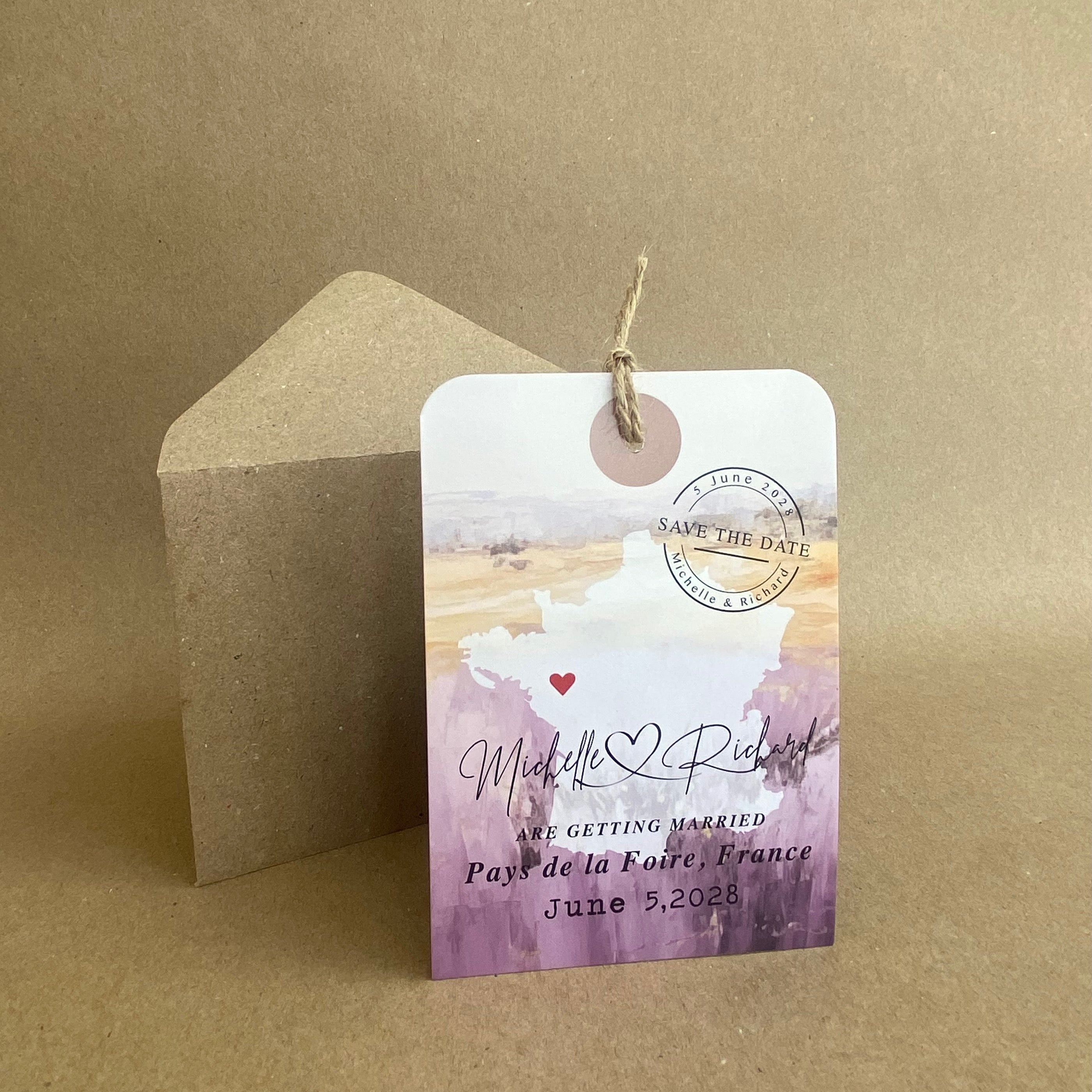 Luggage Tag with wooden heart - Landscape