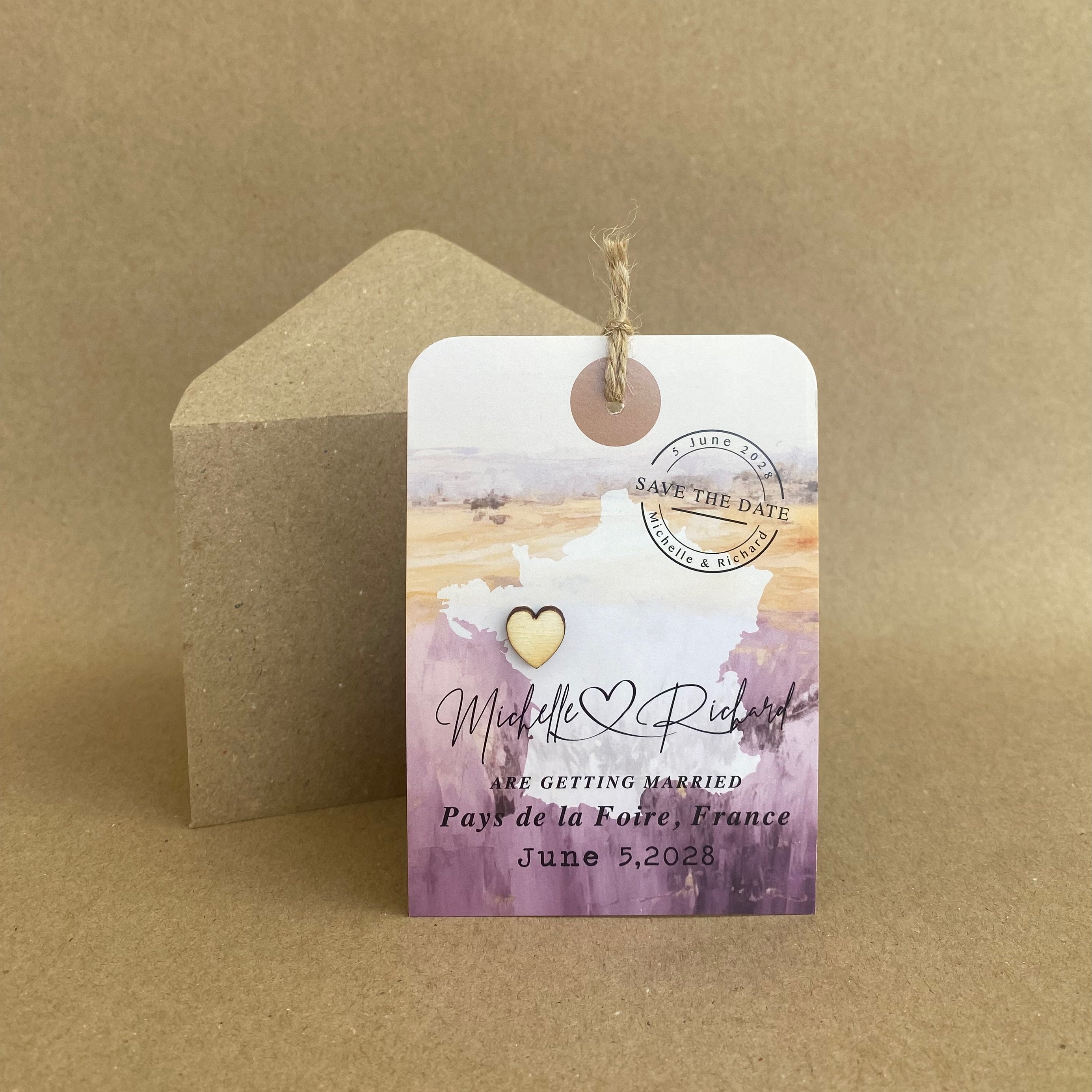 Luggage Tag with wooden heart - Landscape