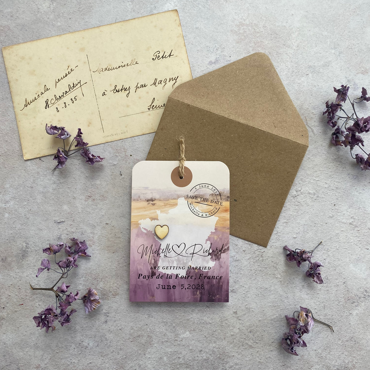 Luggage Tag with wooden heart - Landscape