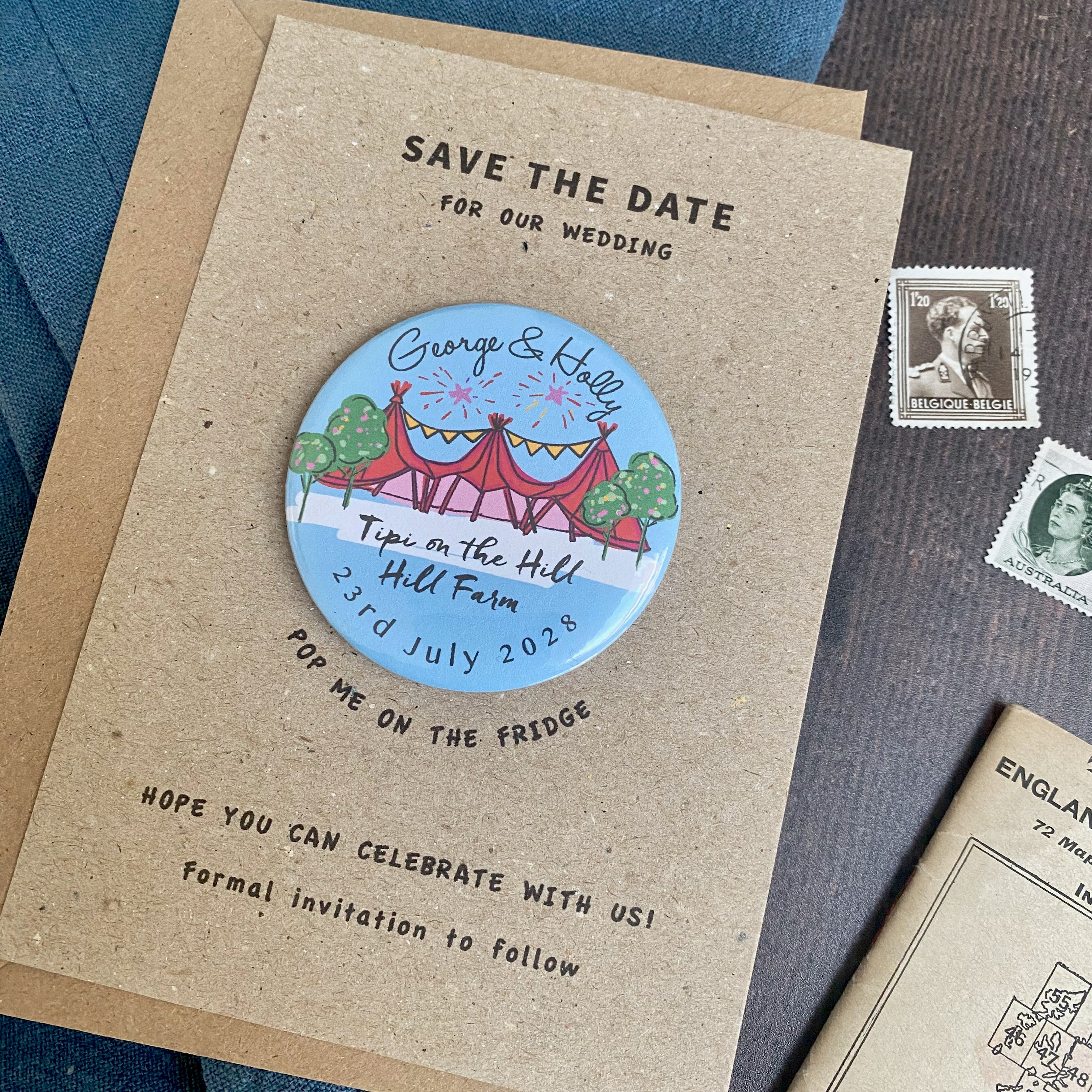 Tipi Illustration Colourful Magnet Save the Date