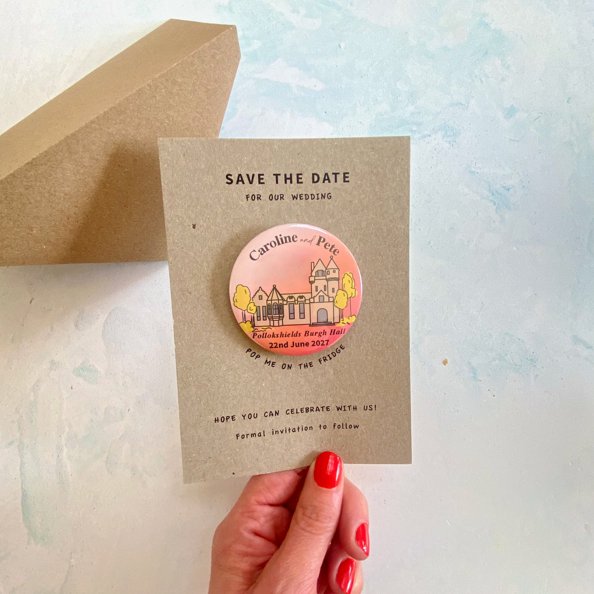 Venue Illustration Magnet Save the Date,  Ombre