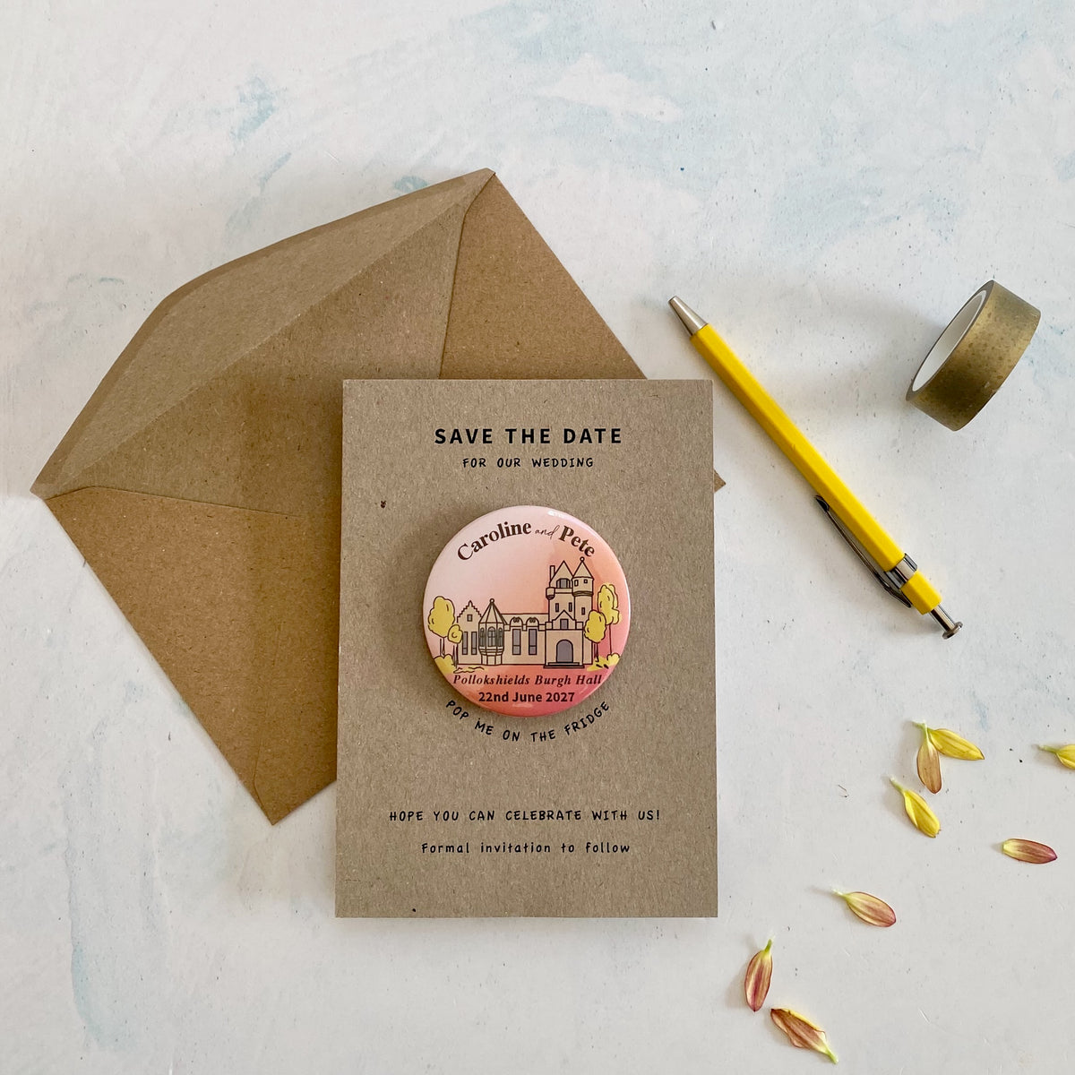 Venue Illustration Magnet Save the Date,  Ombre