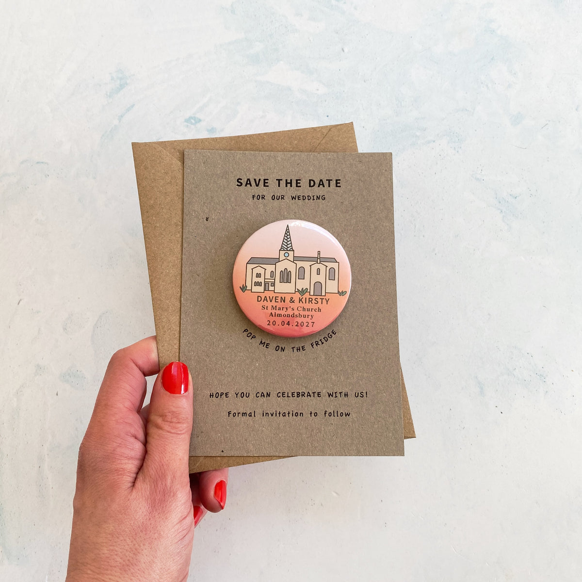 Venue Illustration Magnet Save the Date,  Ombre