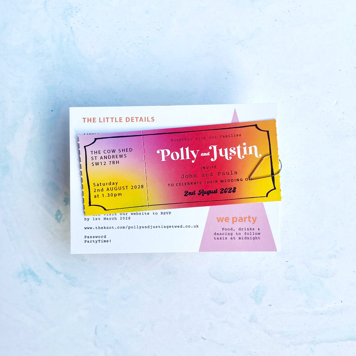 Festival Ticket Wedding Invitation - Retro