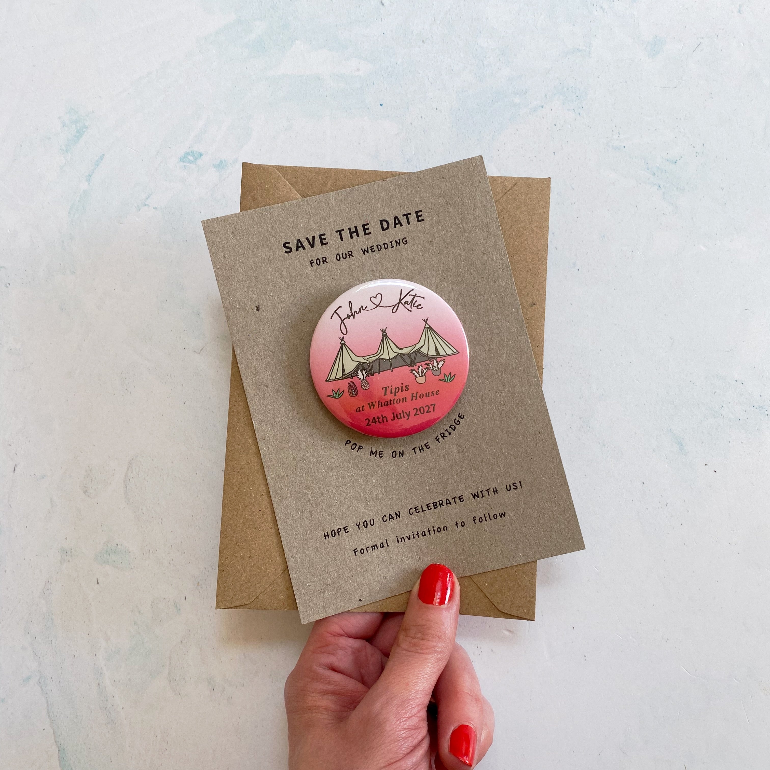 Boho Tipi Magnet Save the Date Ombre