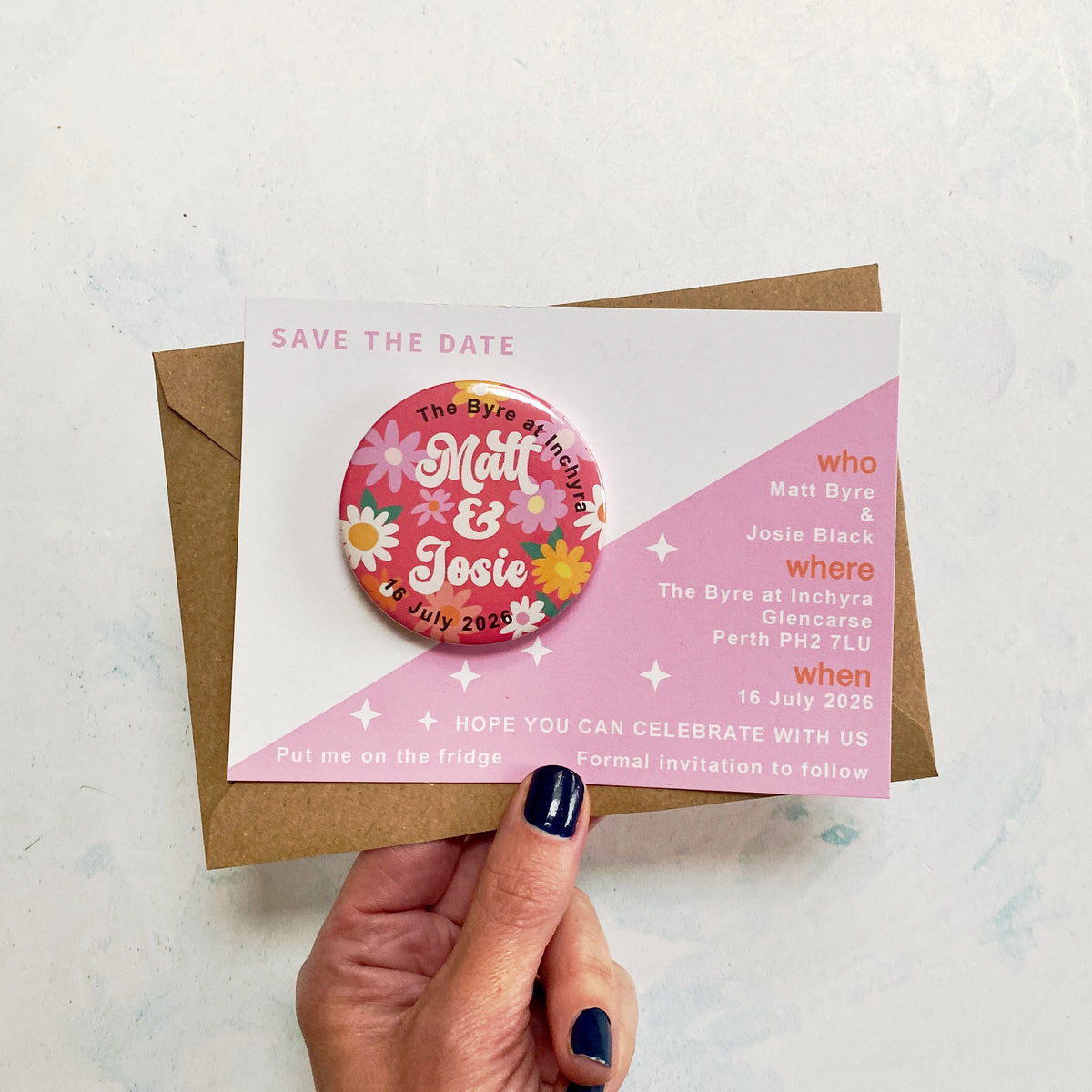 Colourful, Fun, Floral Alternative Wedding Save The Date Magnet