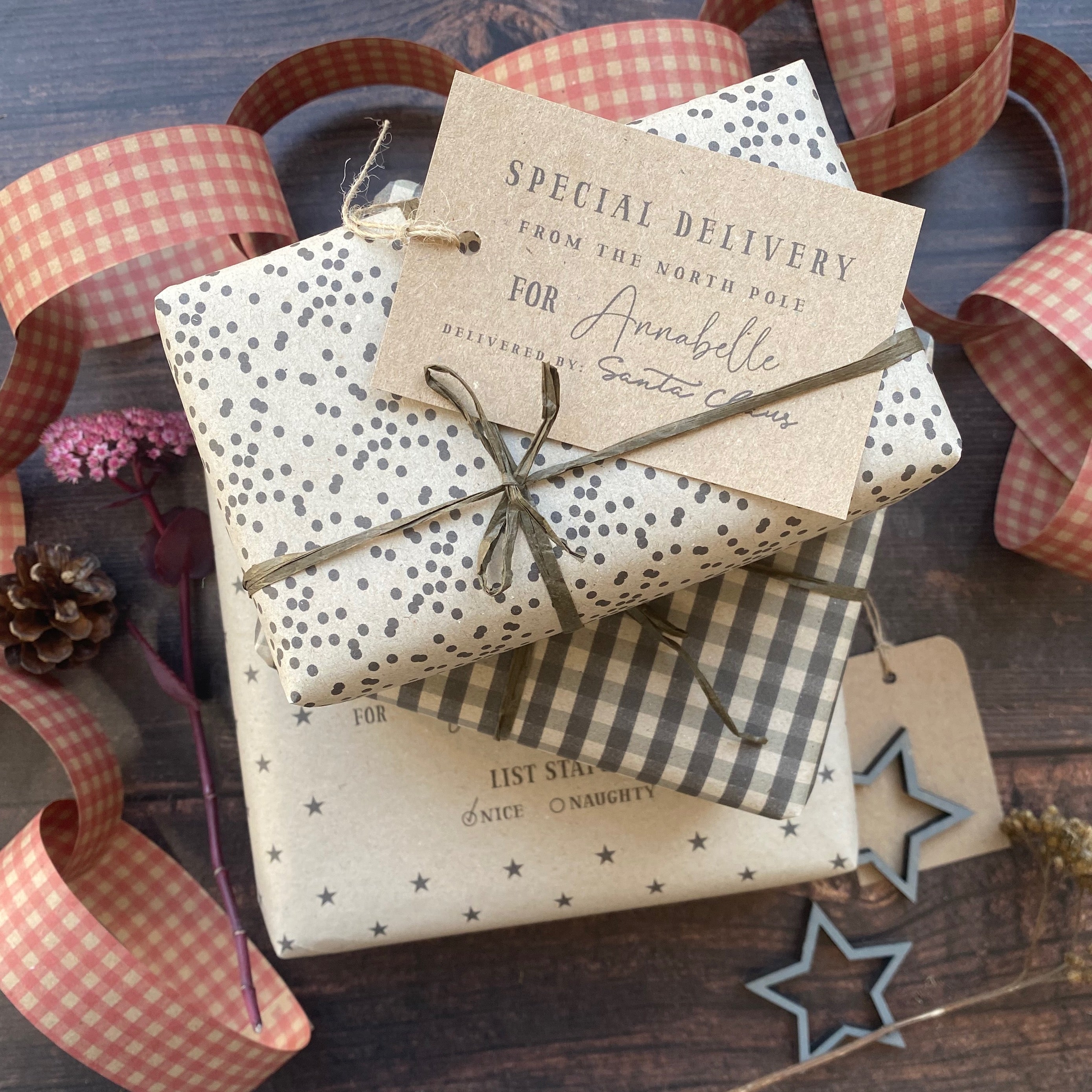 Gingham Christmas Wrapping paper