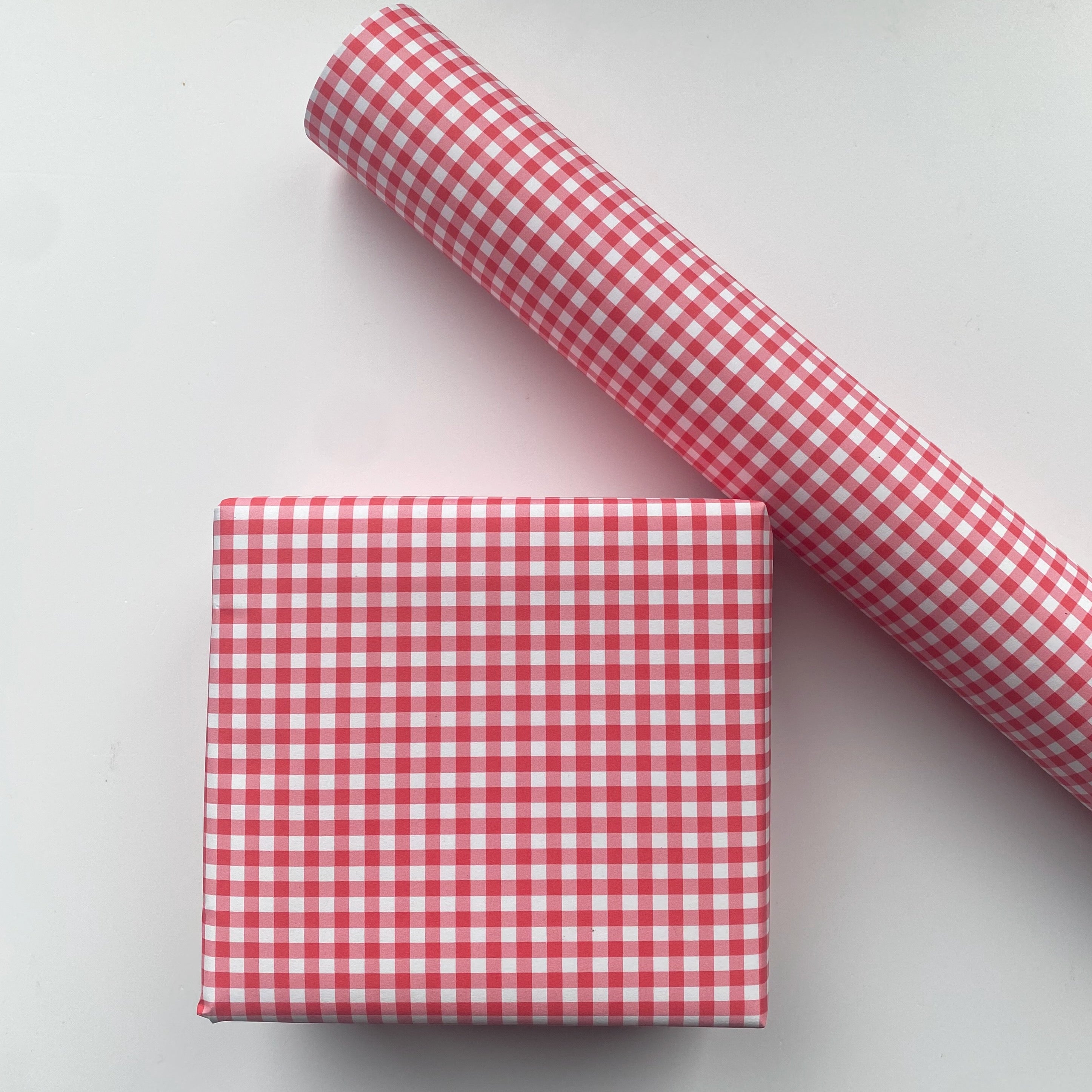 Red Gingham Paper Fibre Wrapping/Patterned Paper Sheet