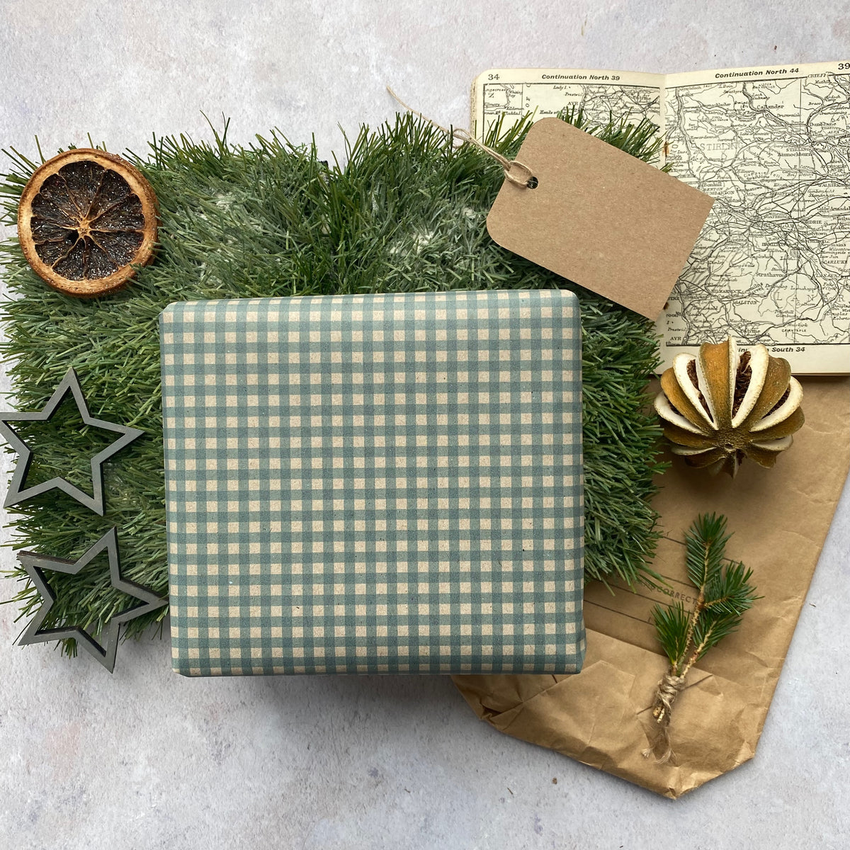 Blue/Green Gingham Christmas Wrapping paper