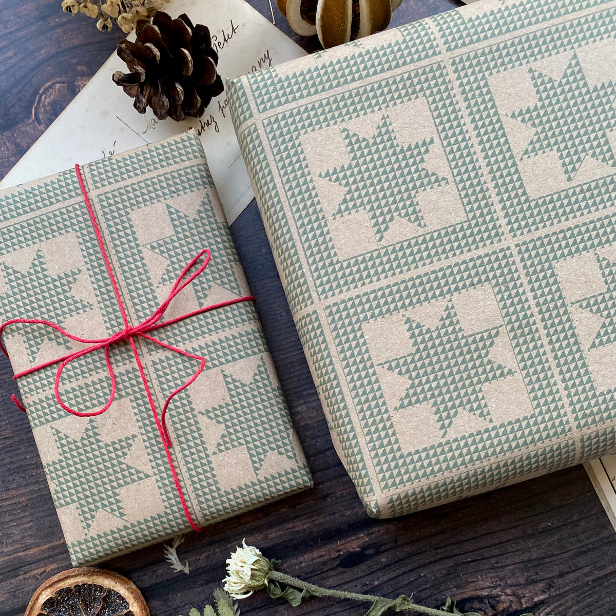 Star Patchwork 'Little Women' Paper Fibre Wrapping Paper