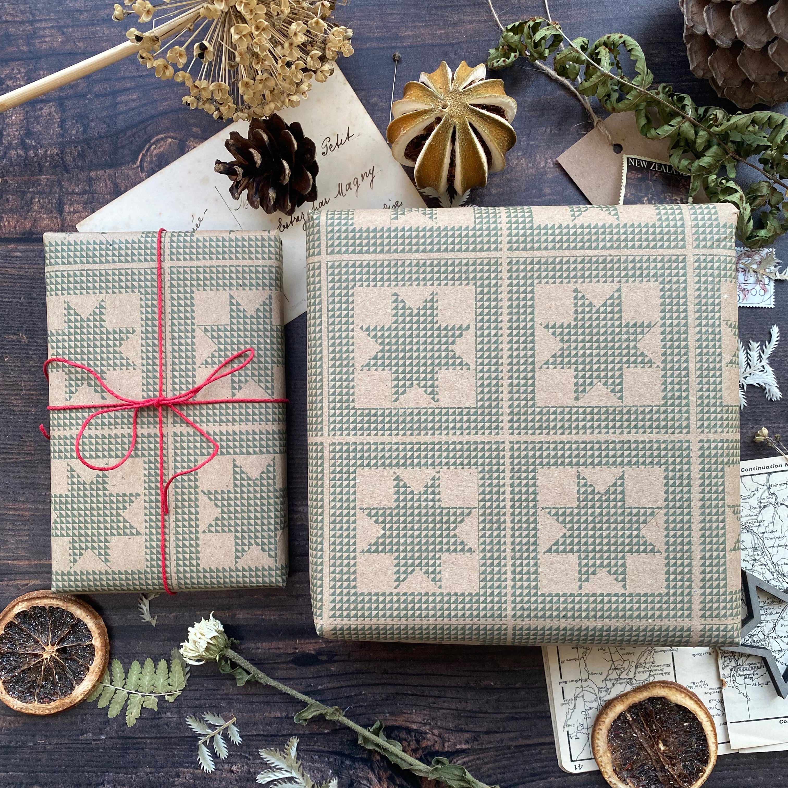 Star Patchwork 'Little Women' Paper Fibre Wrapping Paper