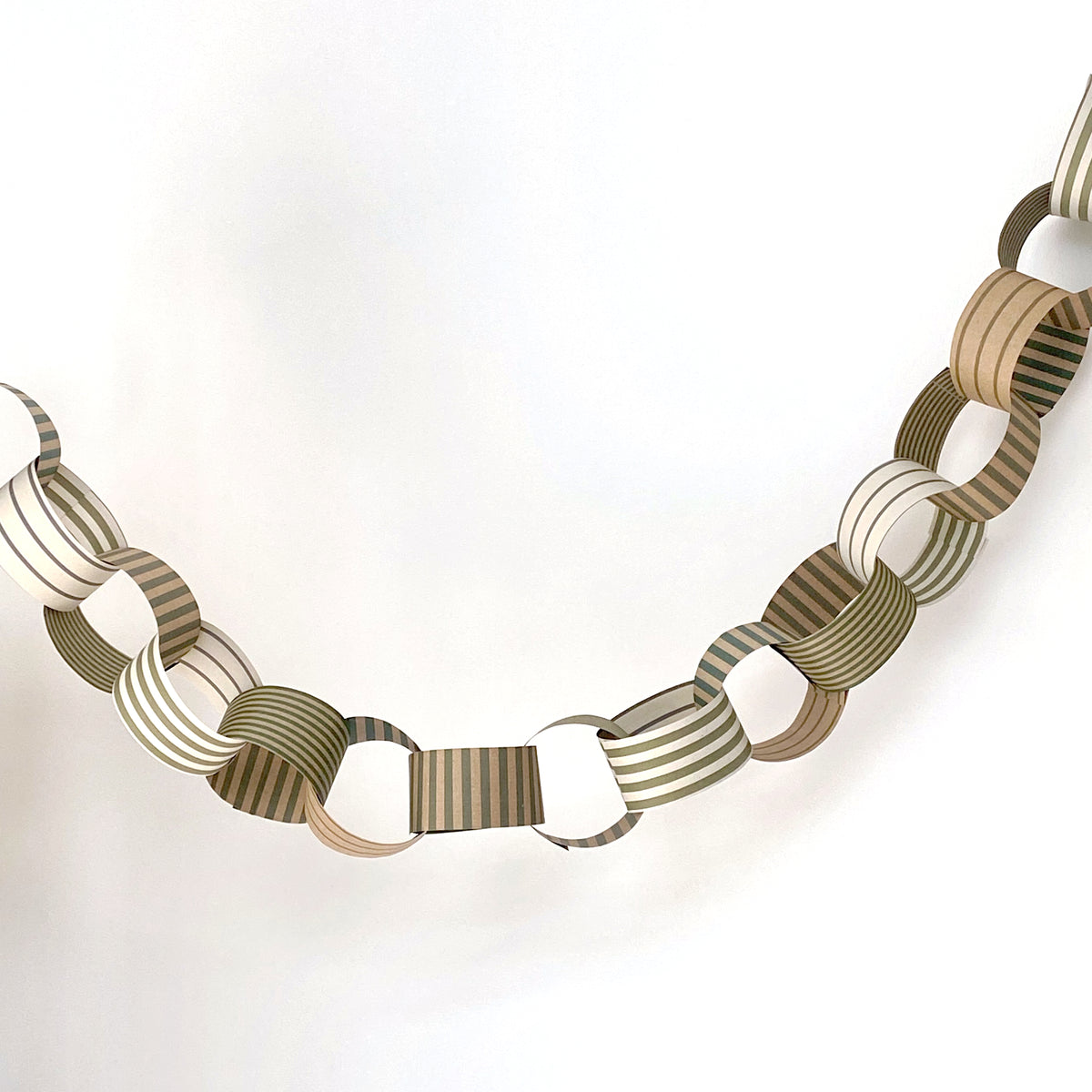 Green Stripe Paper Chain Garland Kit