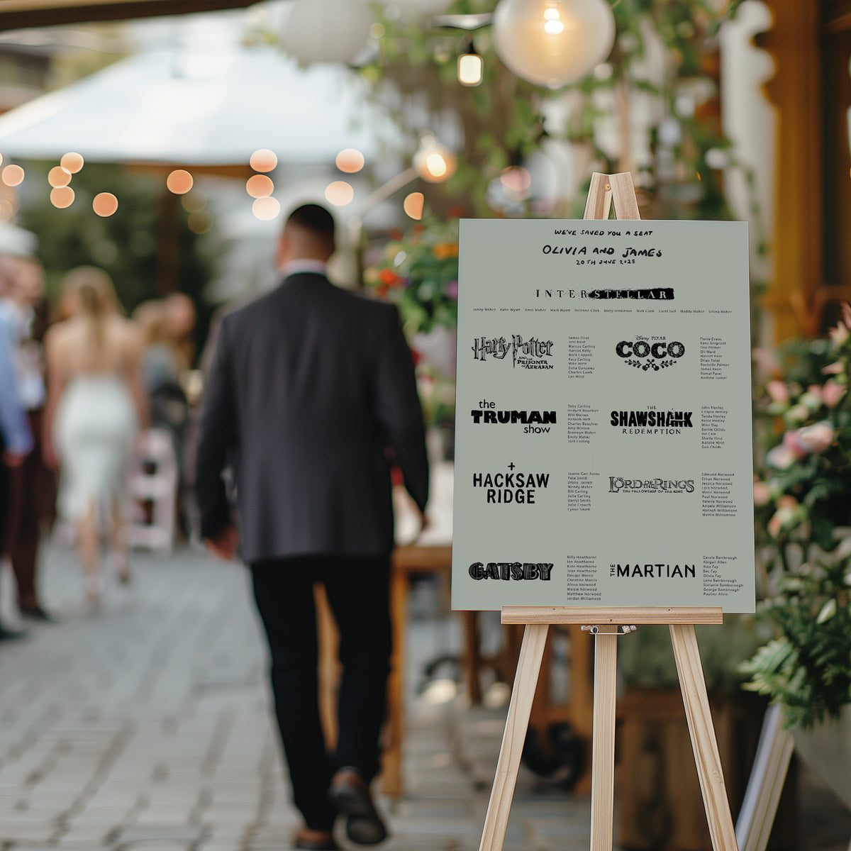 Wedding Table Plan with Bespoke Film/Places Illustrations