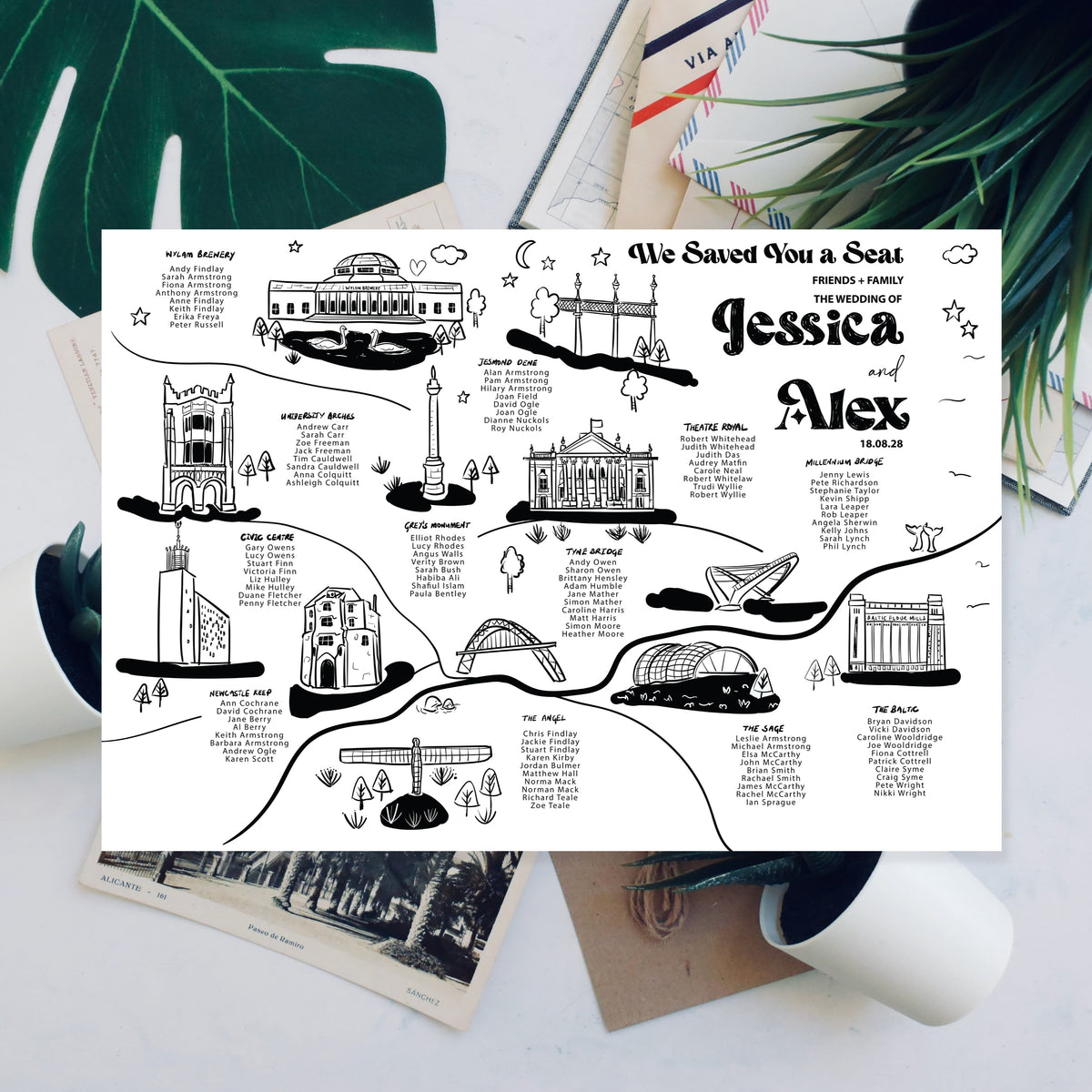 Bespoke Illustrated Wedding Table Plan