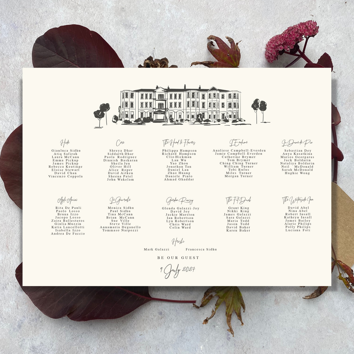 Bespoke Hand-Illustrated Venue Table Plan