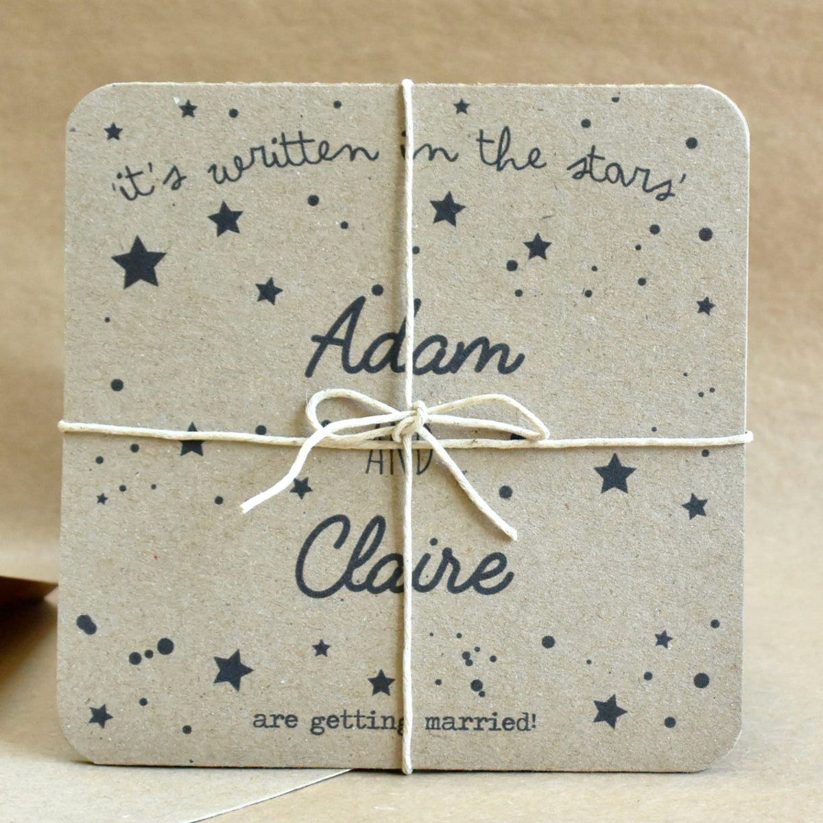 Written in the Stars Tri Fold Recycled Folded Wedding Invitation