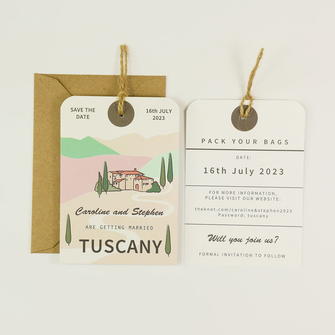 Tuscany Luggage Tag Save the Date