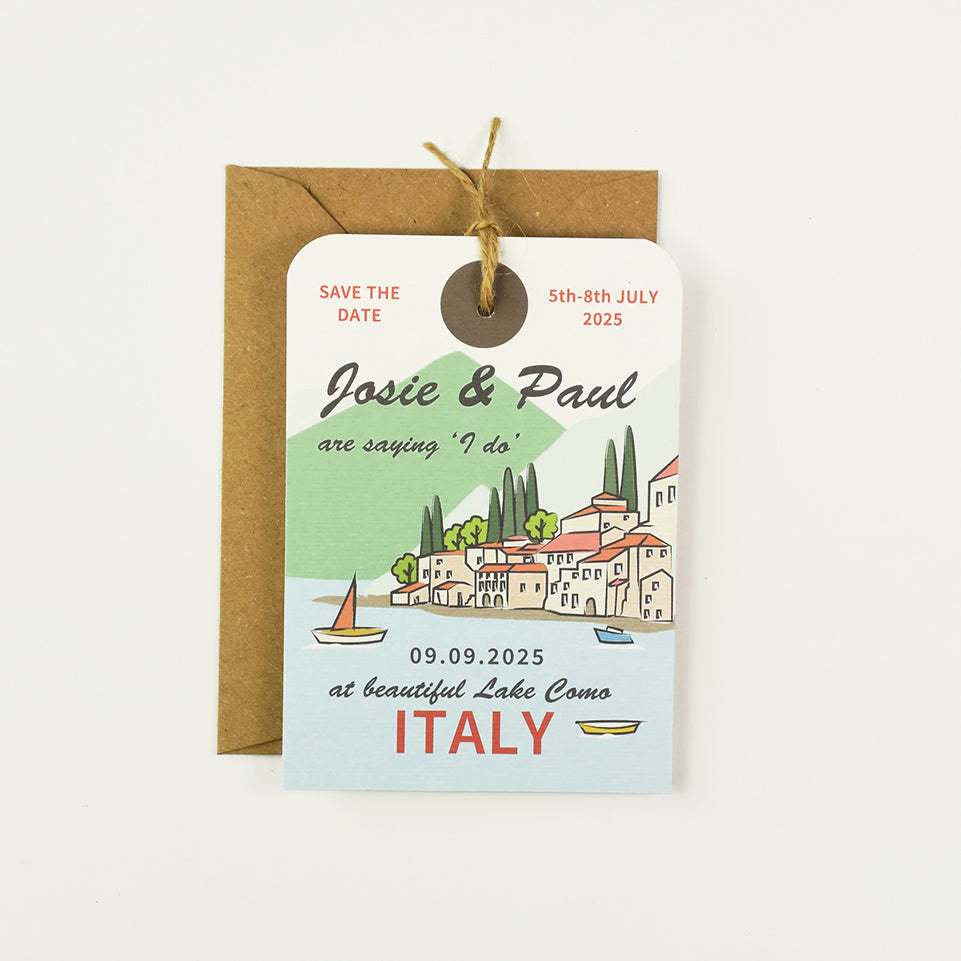 Lake Como, Italy Luggage Tag Save the Date