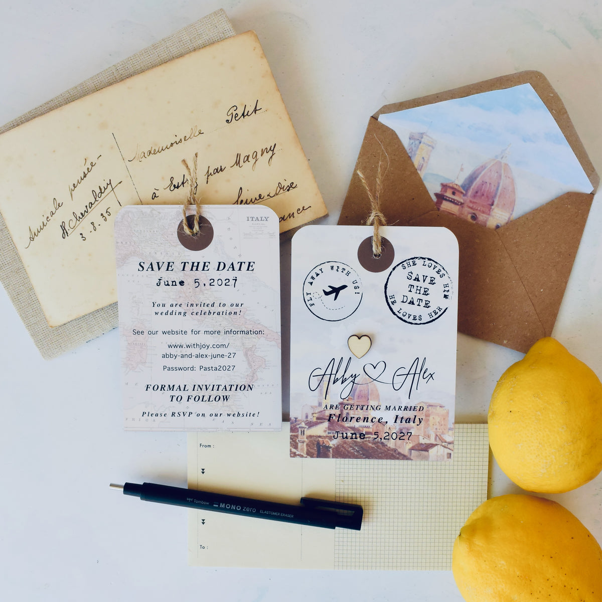 Luggage Tag with wooden heart - Florence, Italy