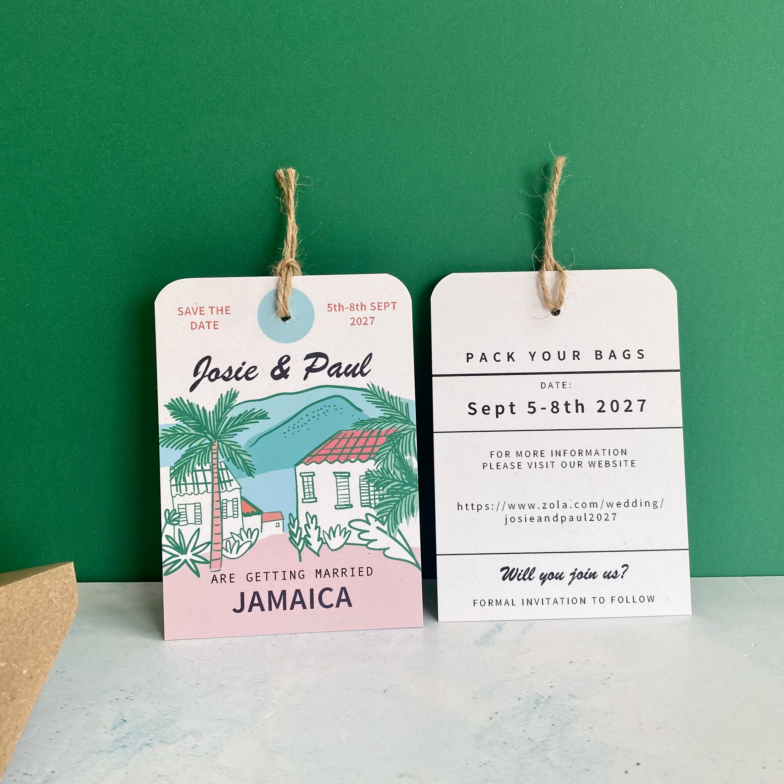 Jamaica Illustration Save the Date Luggage Tag