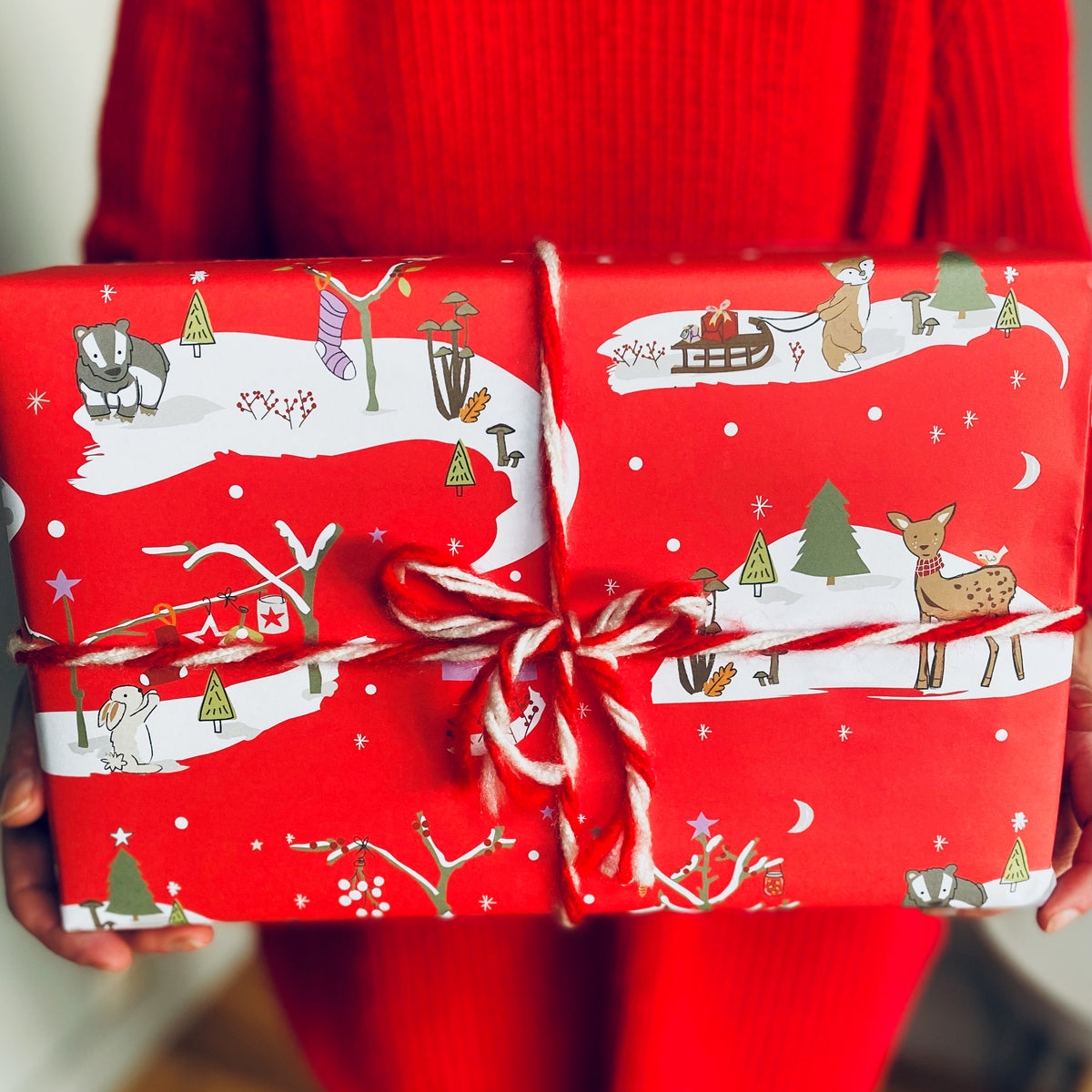 Vintage Style Woodland Christmas Trail Wrapping Paper