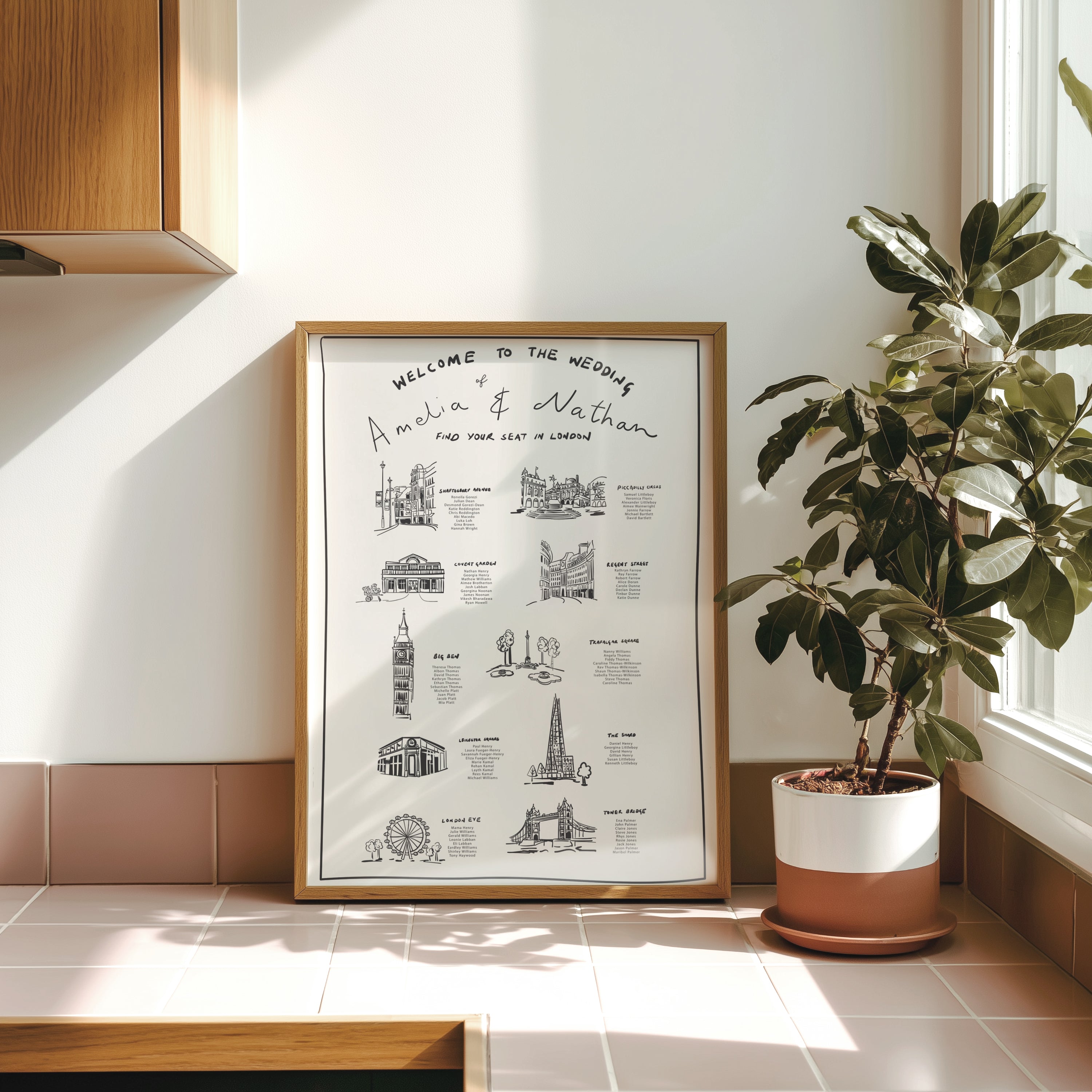 Table Plan with Bespoke Illustrated Places