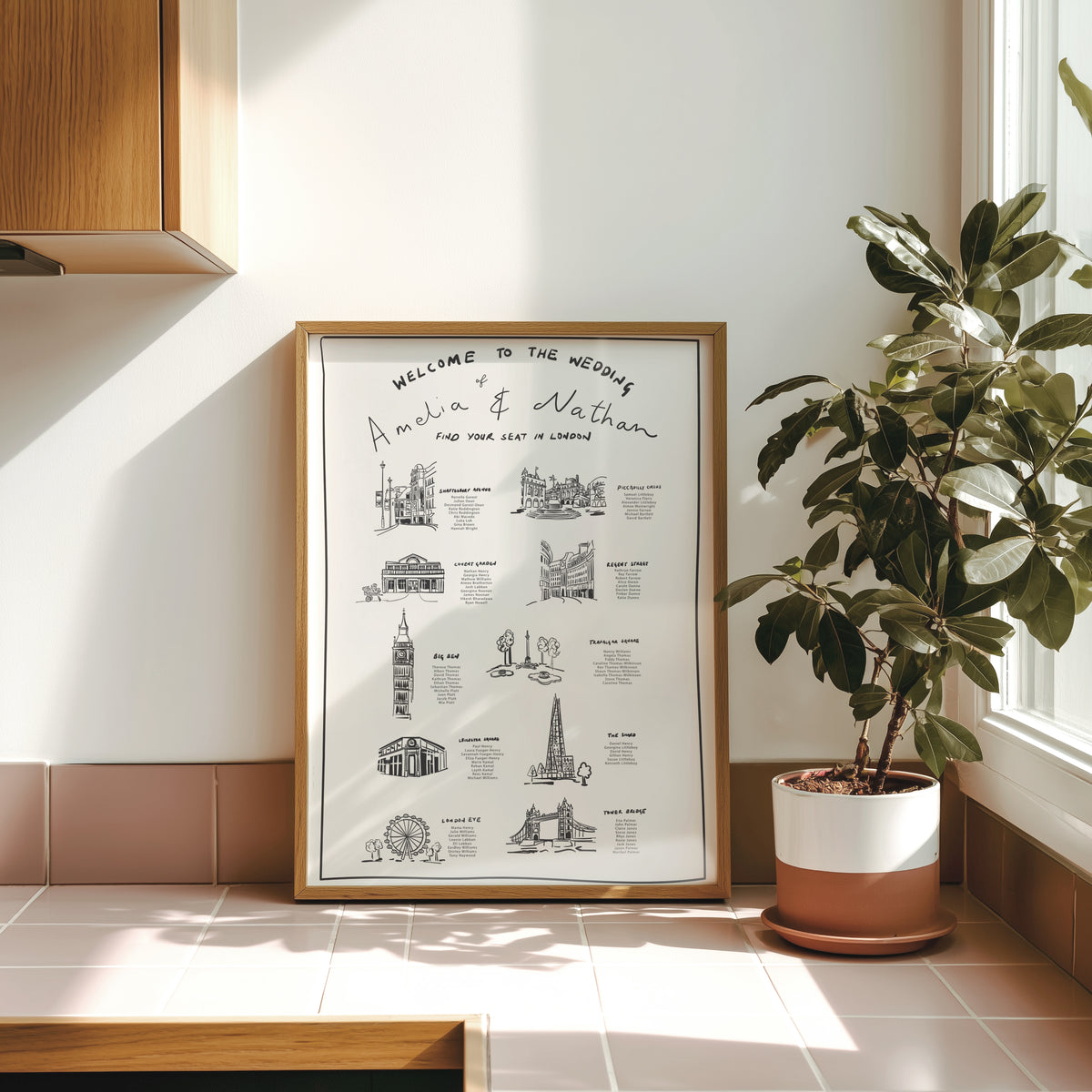 Table Plan with Bespoke Illustrated Places