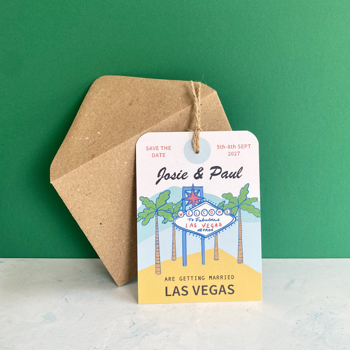 Las Vegas Illustration Save the Date Luggage Tag
