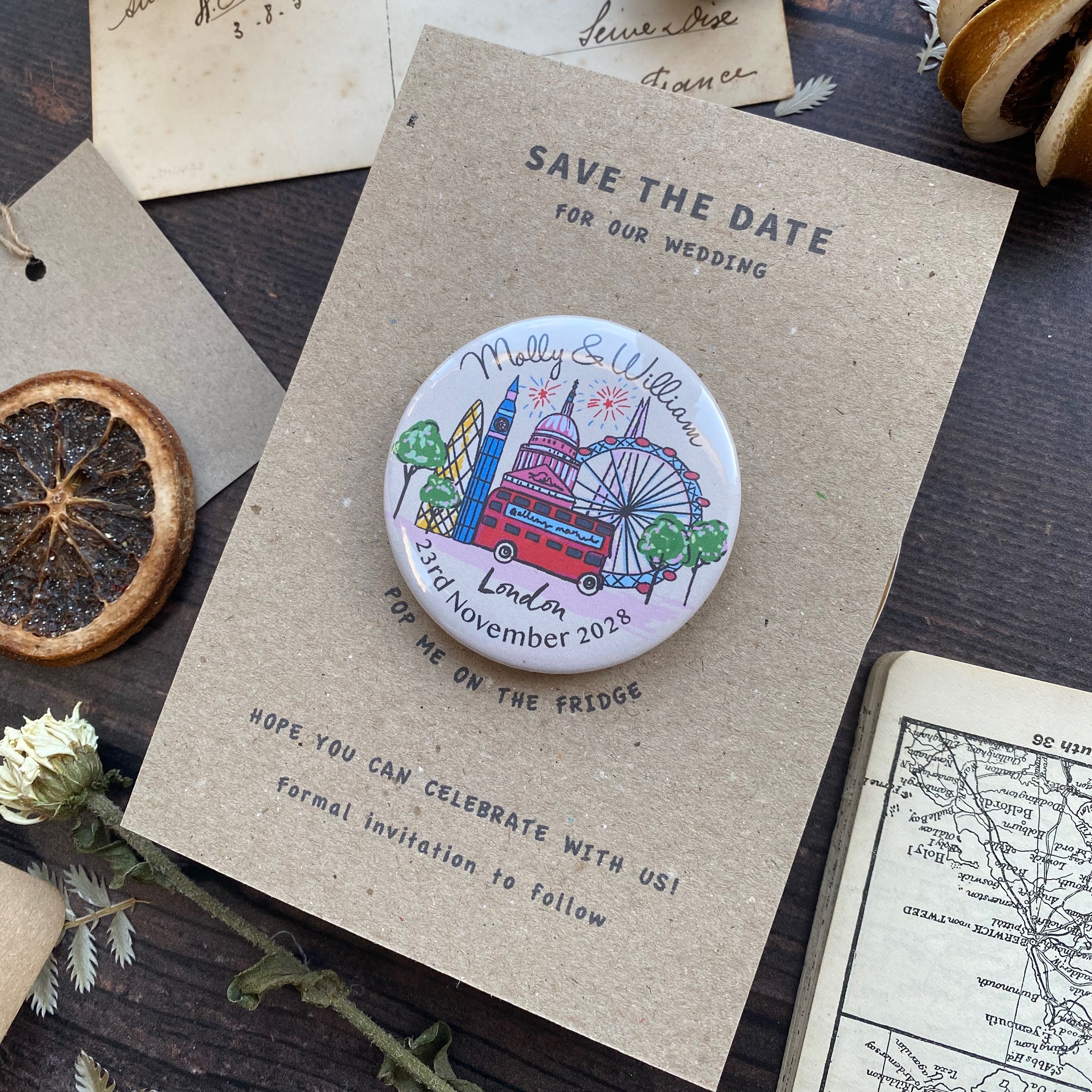 London Skyline Illustration Magnet Save the Date