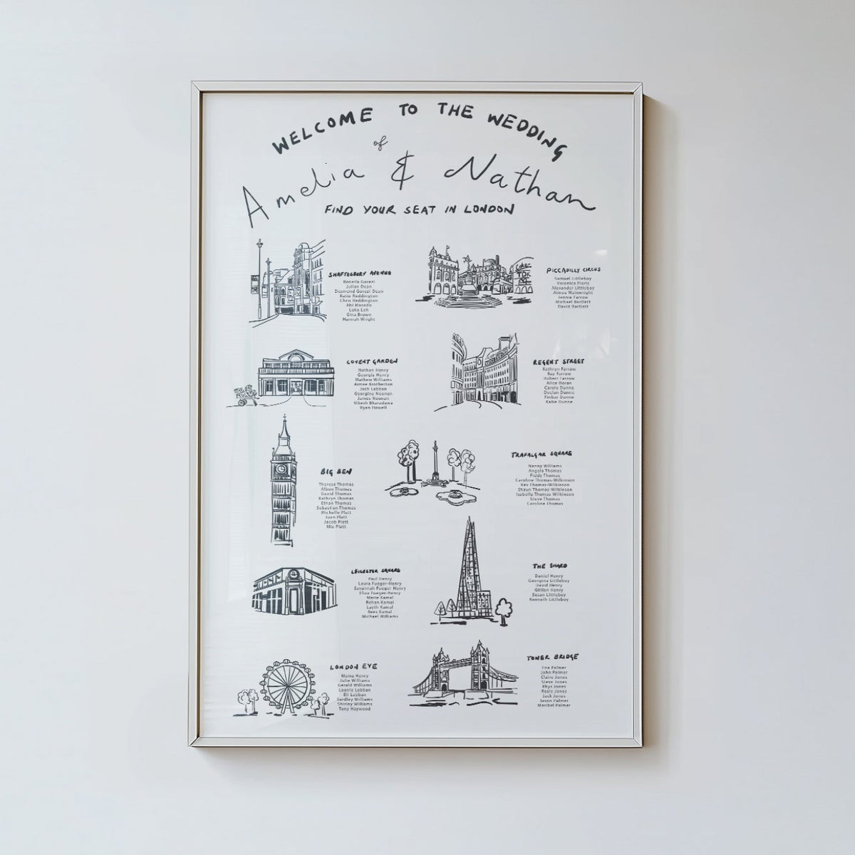 Table Plan with Bespoke Illustrated Places