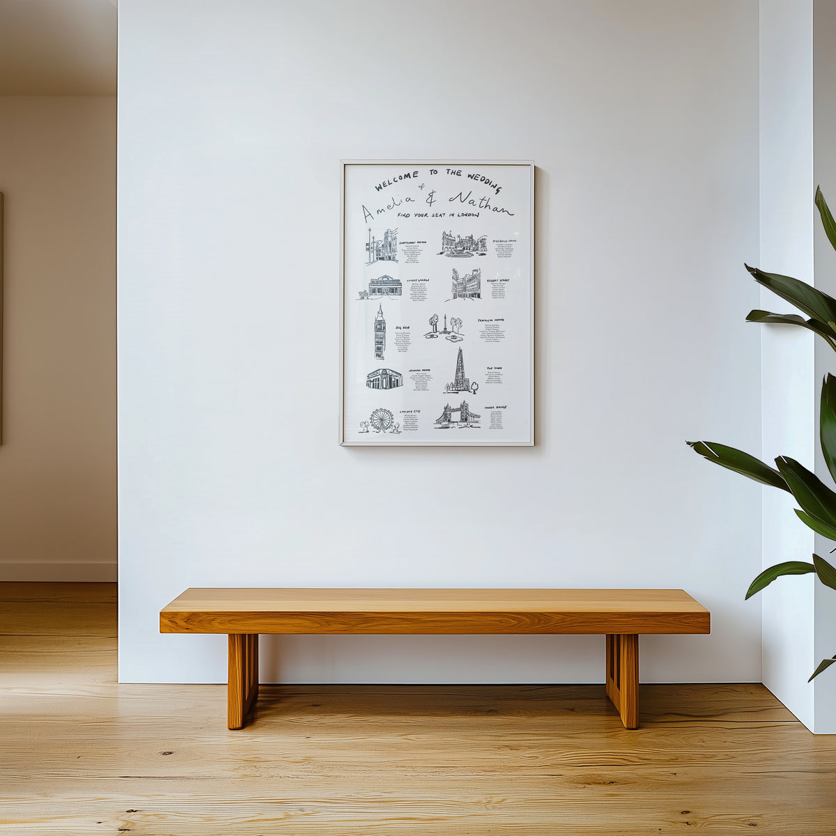 Table Plan with Bespoke Illustrated Places