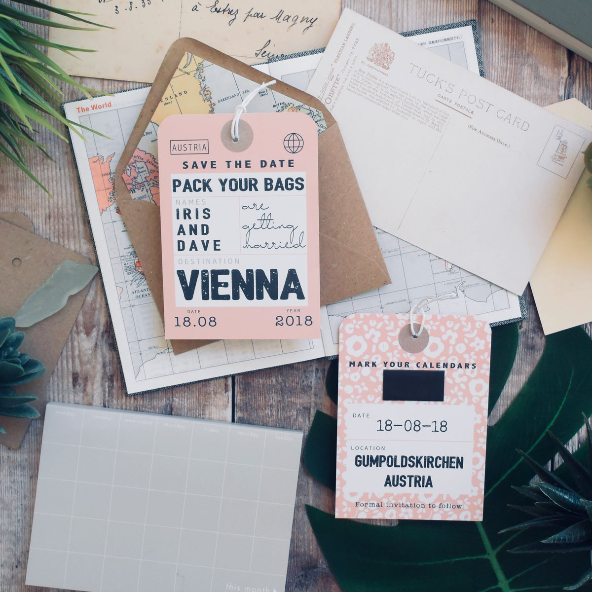 Vintage Style Luggage Tag Save The Date