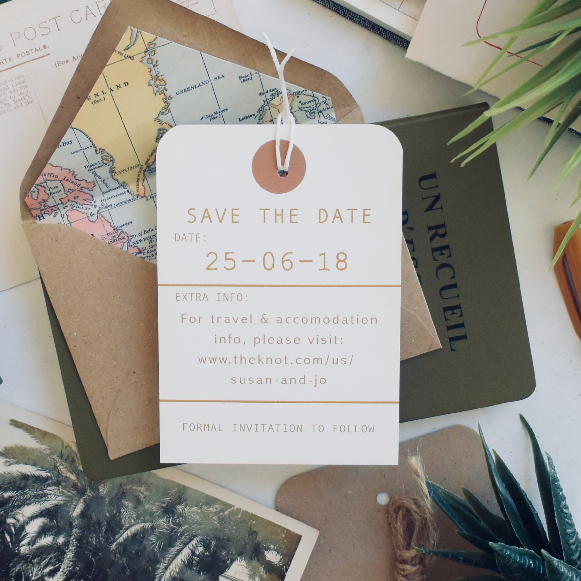 Gold Coloured Luggage Tag Save The Date
