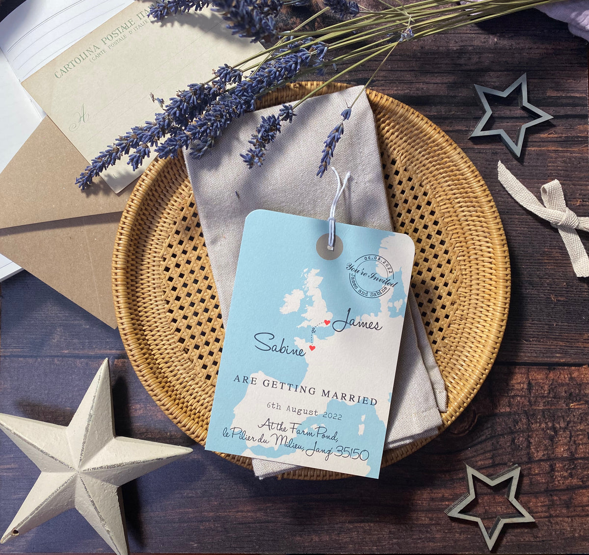 Europe Map Tag Map Wedding Invitation
