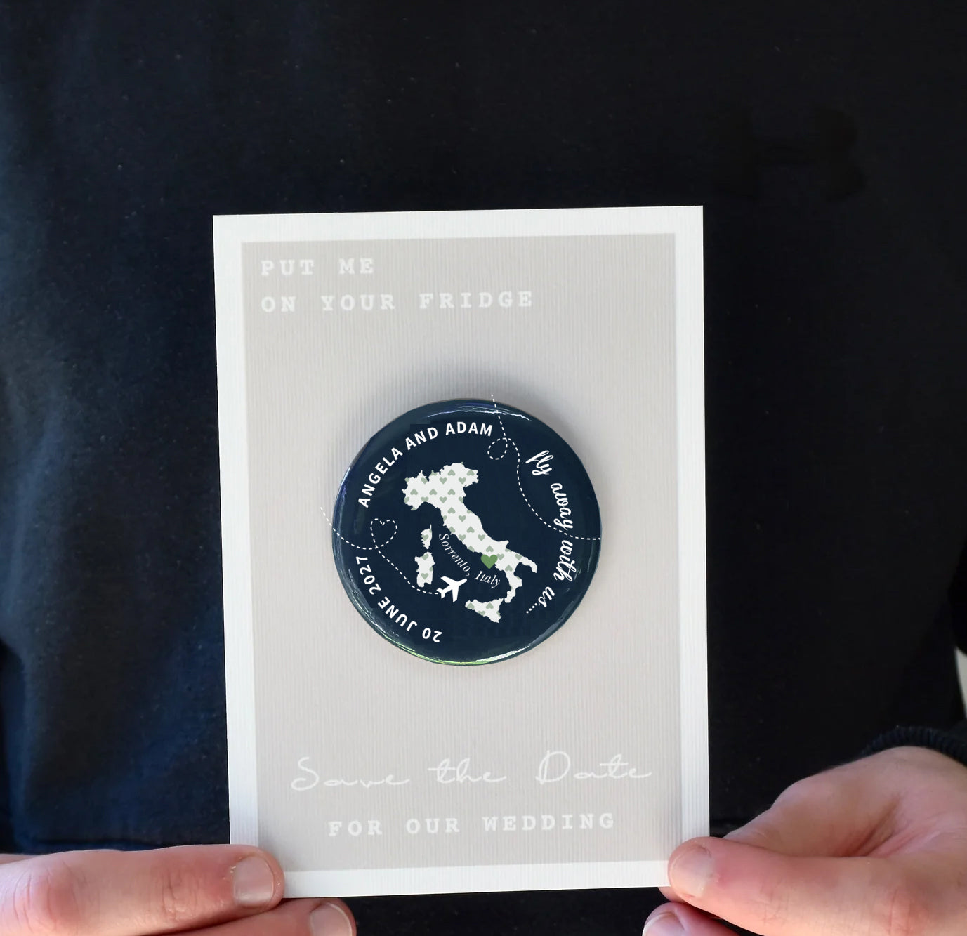 Map Magnetic Save The Date with Hearts