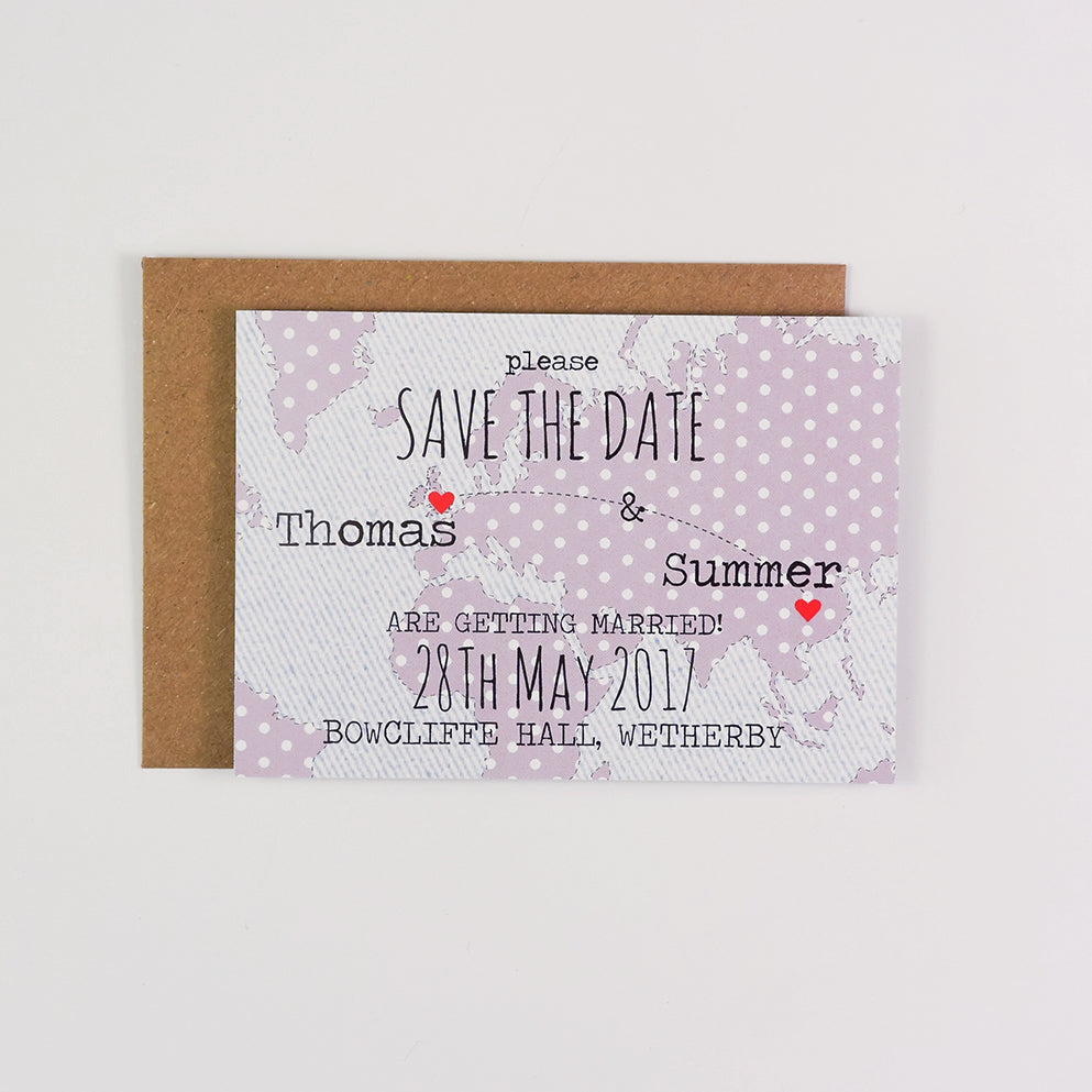 Save The Date Rectangle (A7) spotty map