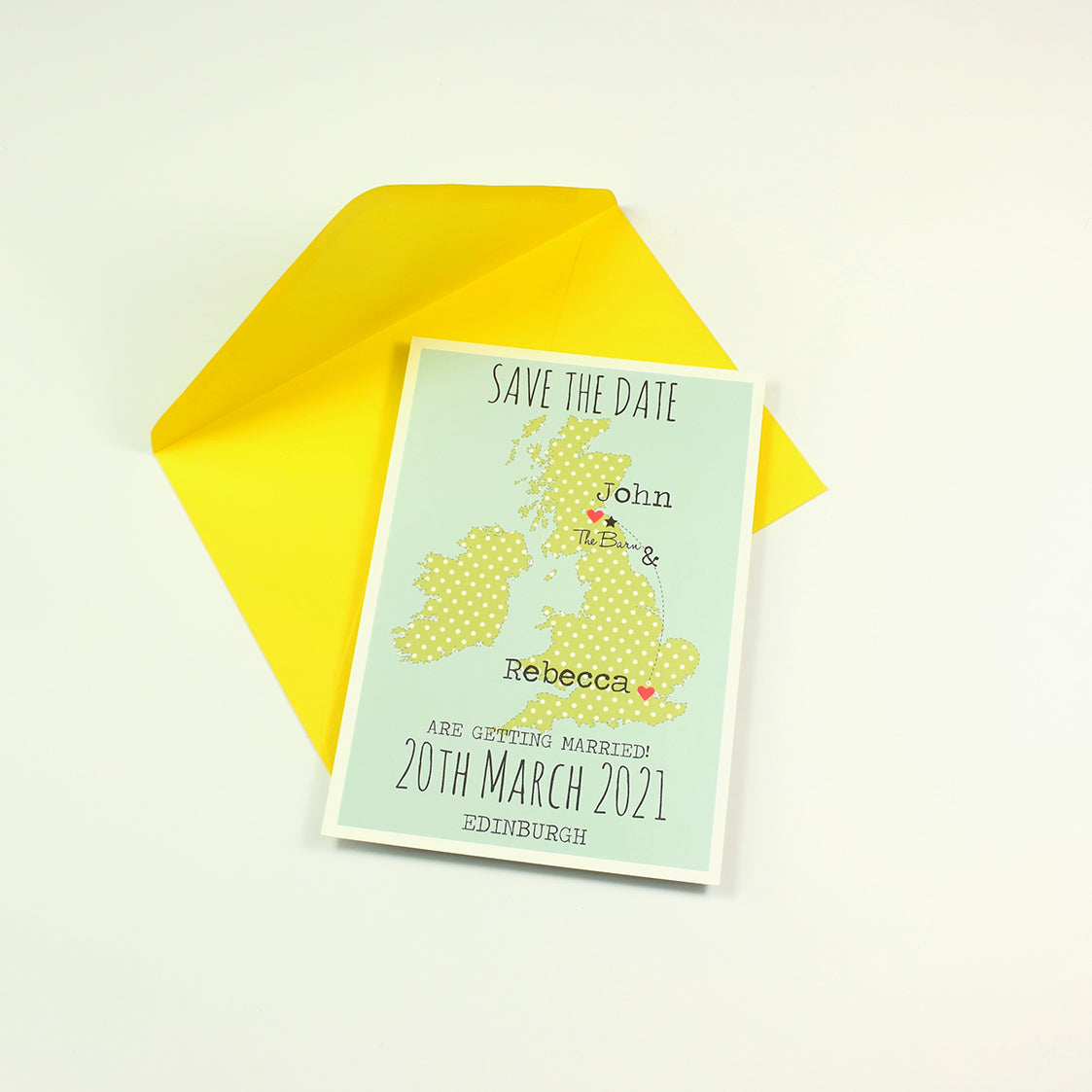 Save The Date Rectangle (A6) Spotty Map
