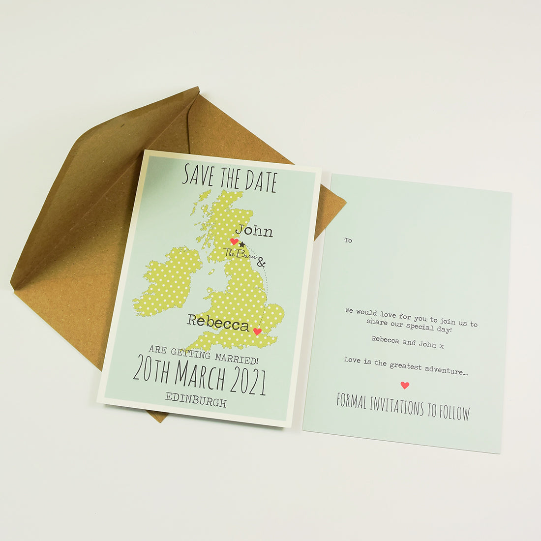 Save The Date Rectangle (A6) Spotty Map