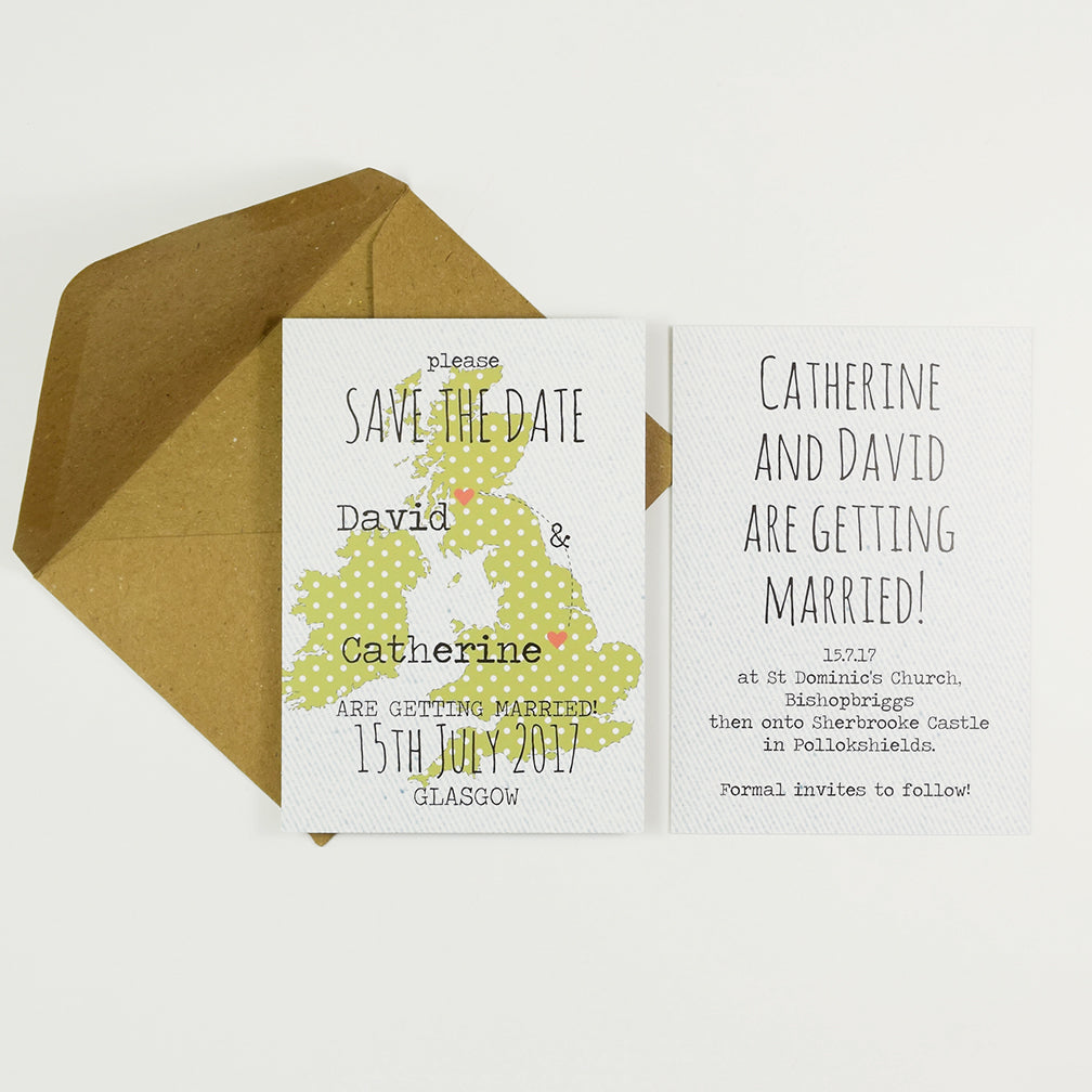 Save The Date Rectangle (A7) spotty map