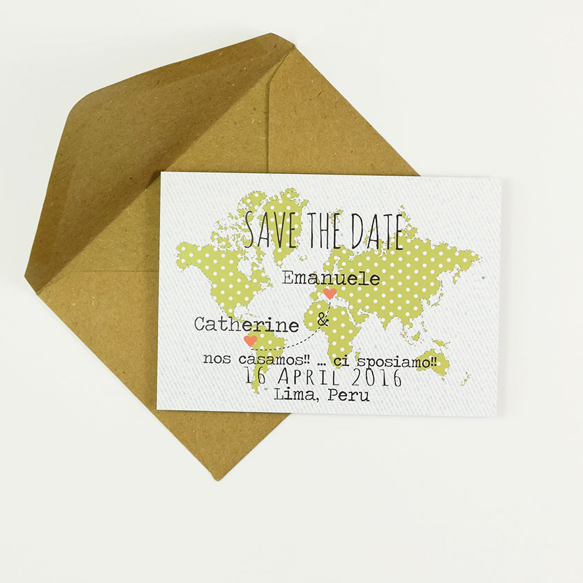 Save The Date Rectangle (A7) spotty map
