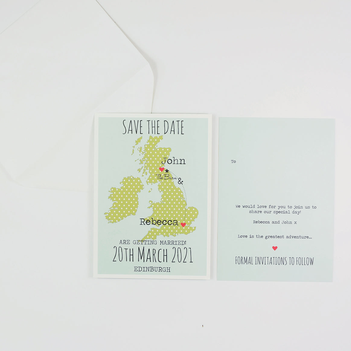 Save The Date Rectangle (A6) Spotty Map