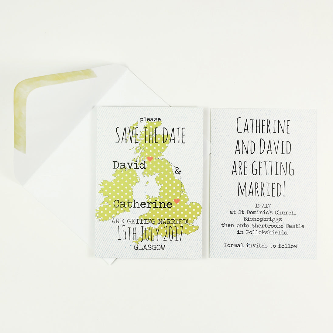 Save The Date Rectangle (A7) spotty map