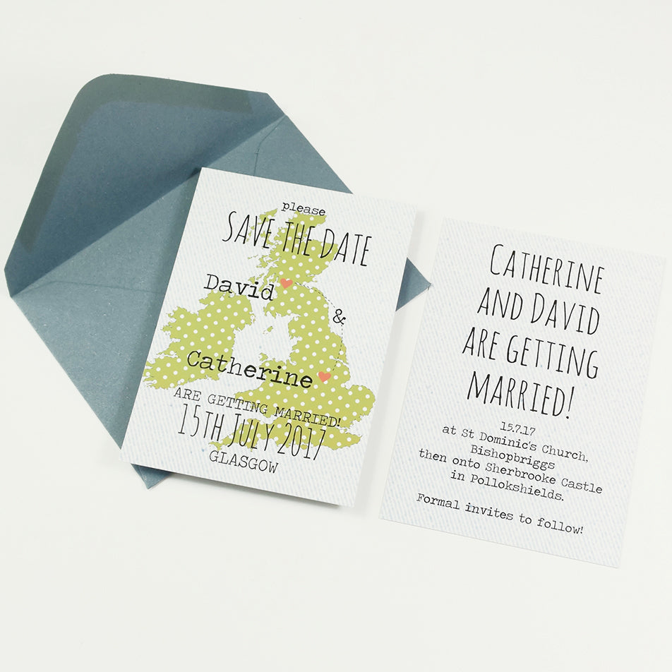 Save The Date Rectangle (A7) spotty map